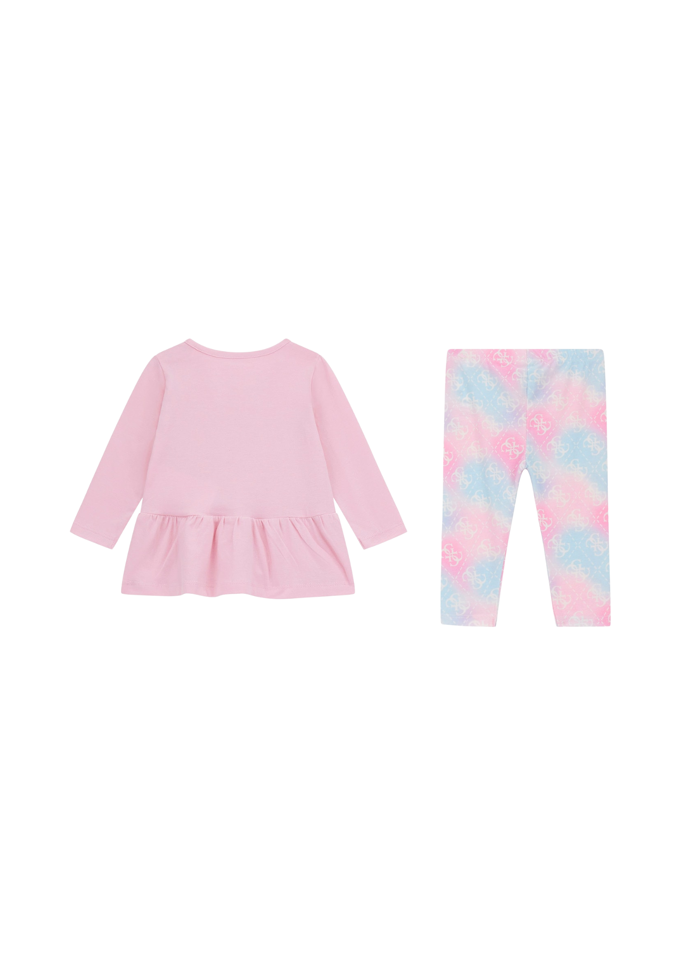 Set 2 Piese Bluza Roz cu Maneca Lunga si Colanti Roz cu Bleu cu Monograma A5YG04 K6YW4 G65U Guess