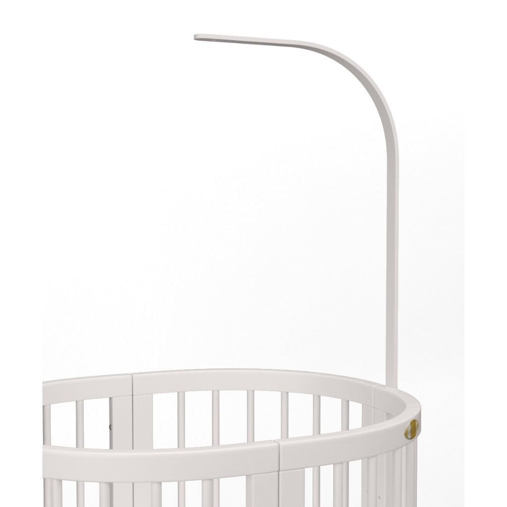 Suport din Lemn Alb Baldachin si Camera Video Bebe - Patut bare rotunde