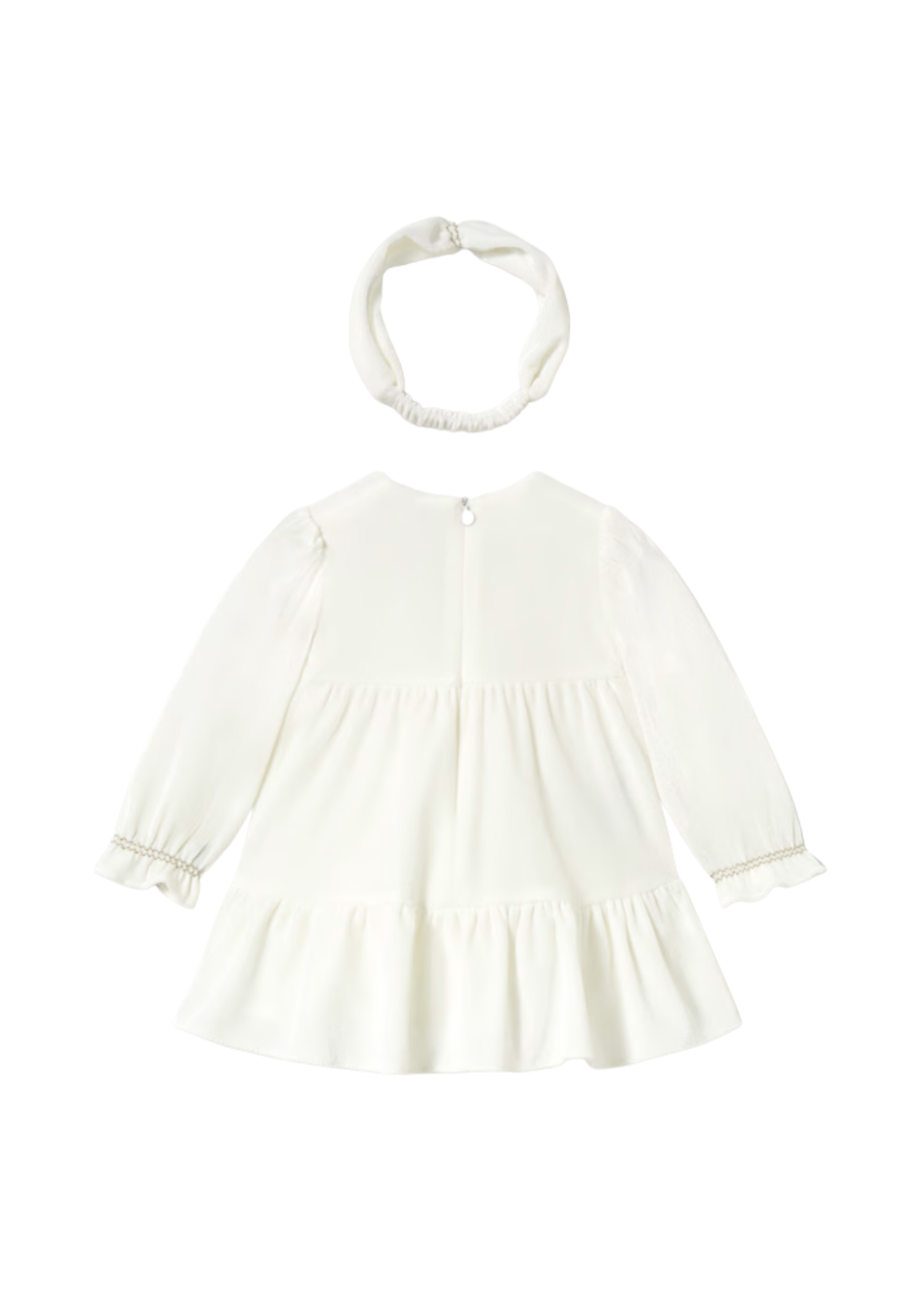 Rochie Catifea Crem cu Maneca Lunga si Bentita 2904 Mayoral