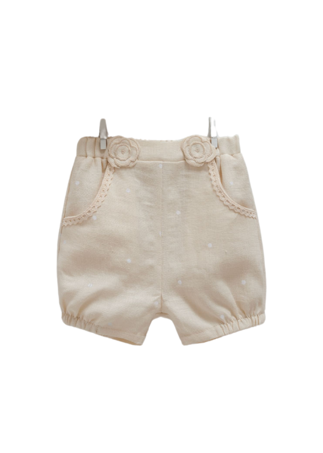 Set 2 Piese Bej Top si Pantaloni Scurti 9784 Mell Sweet Baby - Camera Bebelusului