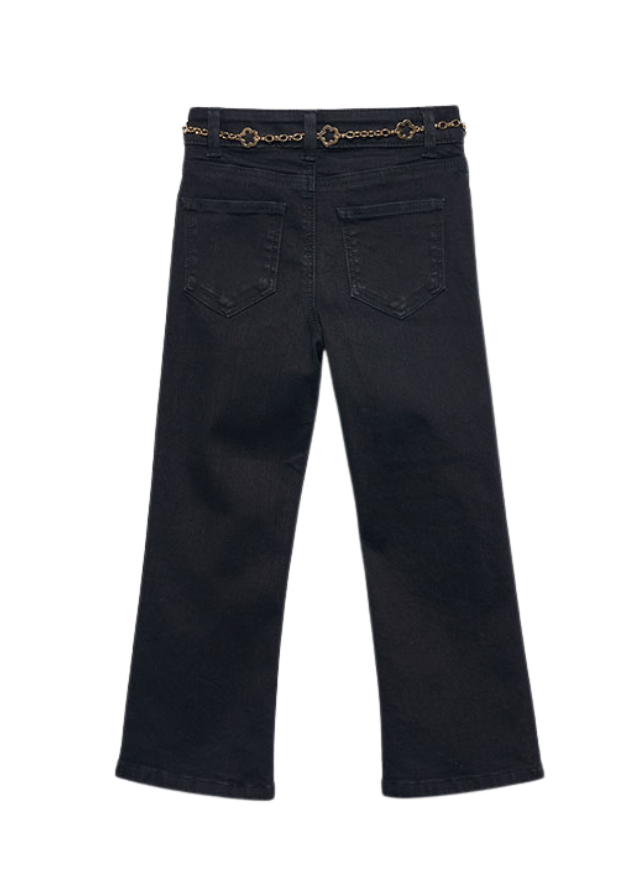 Pantaloni Denim Negri cu Lant in Talie 5719 Abel & Lula