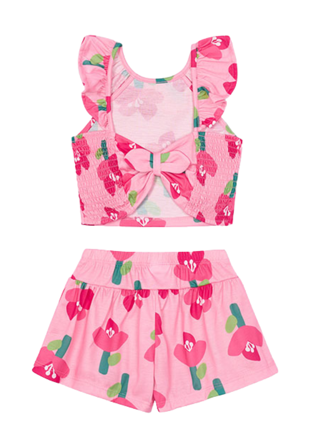 Set 2 Piese Top si Pantaloni Scurti Roz cu Flori 3286 Mayoral