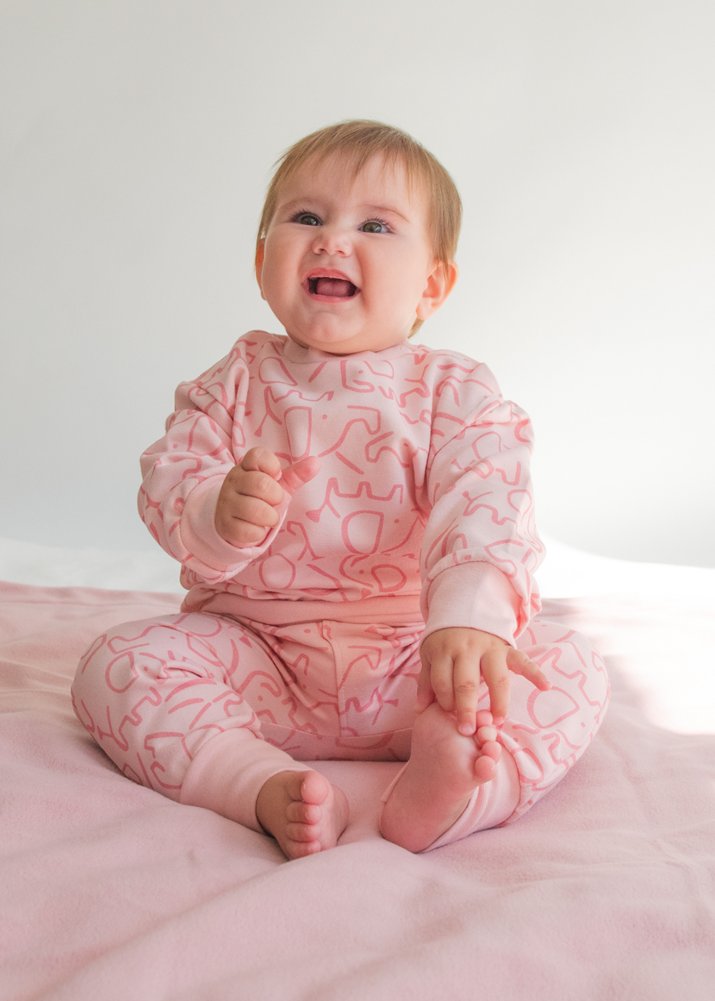 Trening 2 Piese Roz cu Desene Bumbac Organic S60439 Kitikate