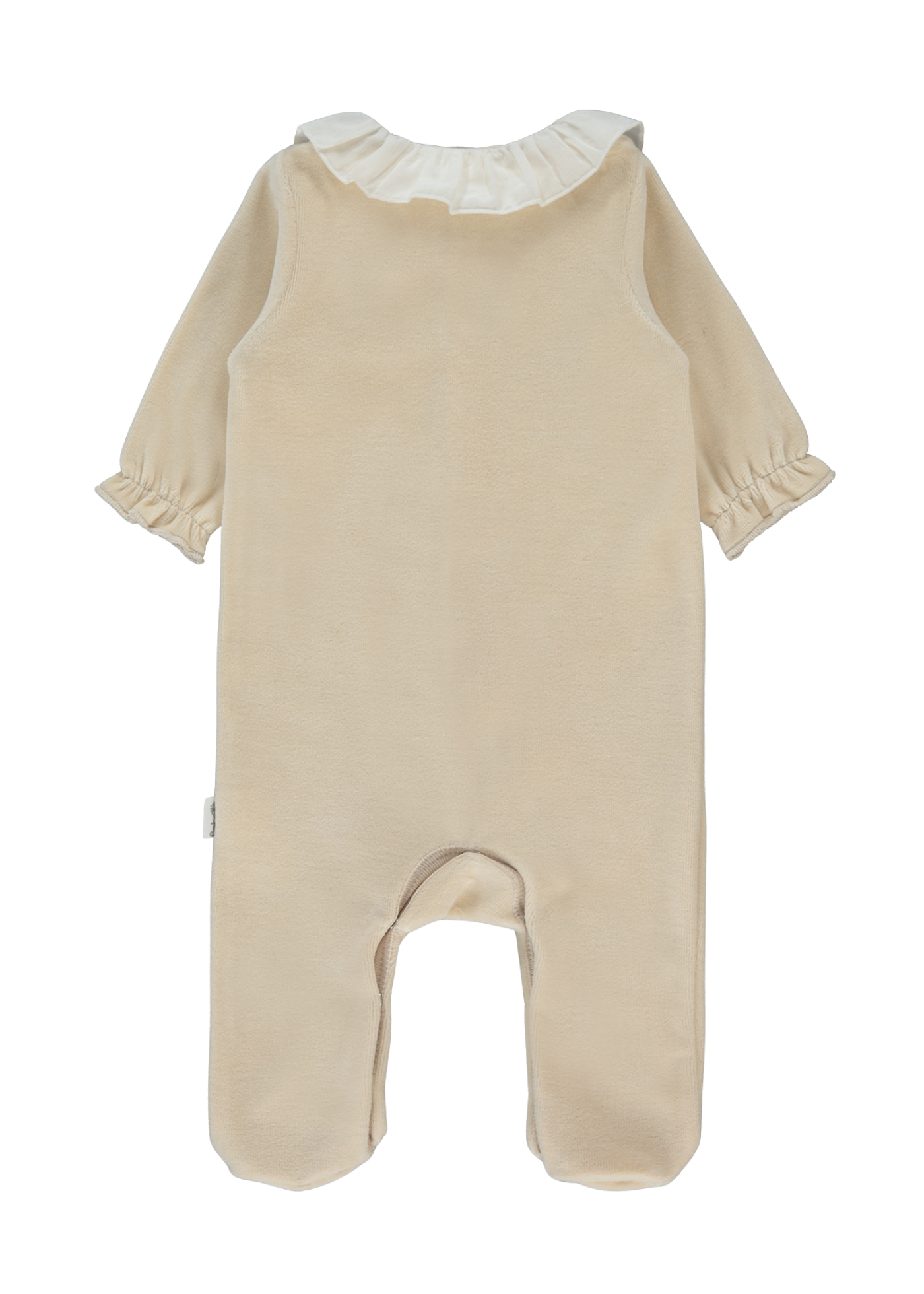 Salopeta Lunga Velur Bej cu Volan la Guler si Dantela K5089 Bebetto