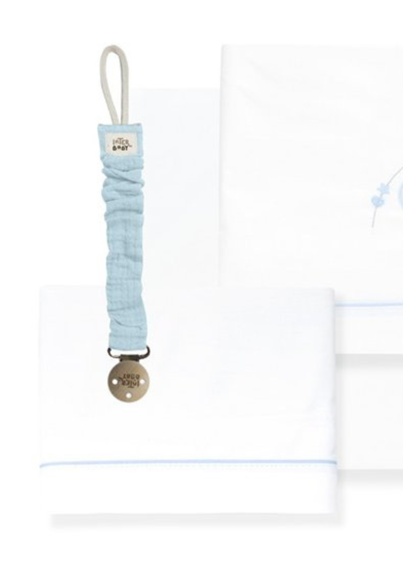 Set Lenjerie Patut 3 Piese Alb-Bleu cu Imprimeu Calut 03322-11 InterBaby