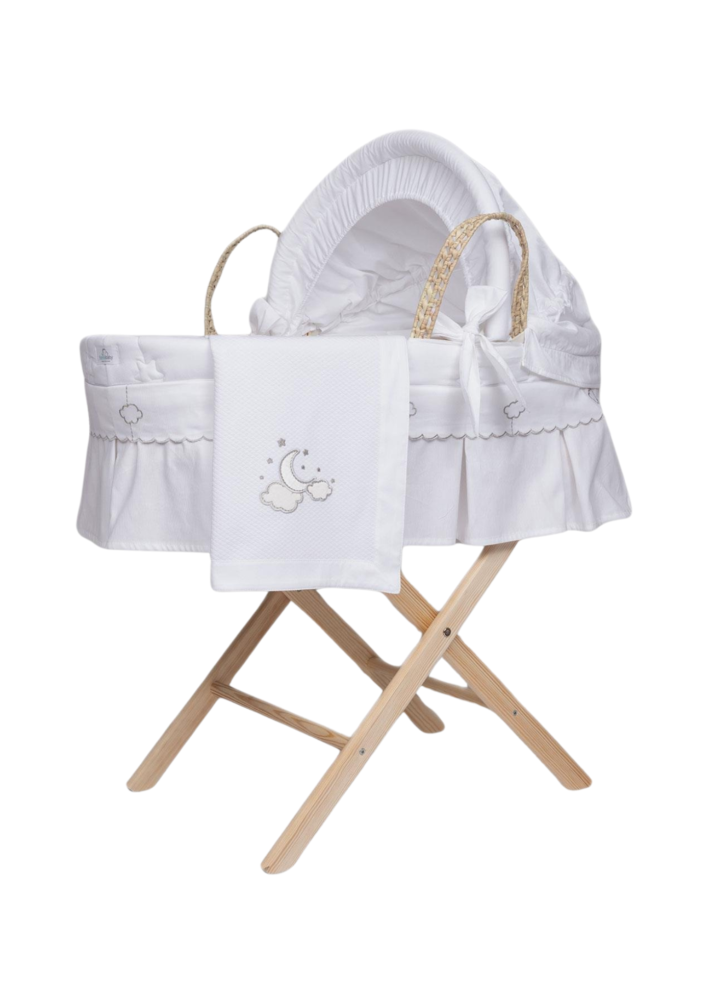 Set Lenjerie pentru Cosulet Moses Luna Chic Alb 85 Cm 0518 FunnaBaby