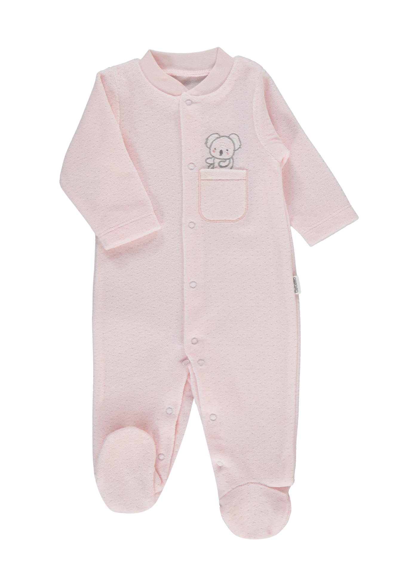 Set 3 Piese Velur Salopeta Lunga si Fes Roz si Body Maneca Lunga Crem cu Koala Z1066 Bebetto