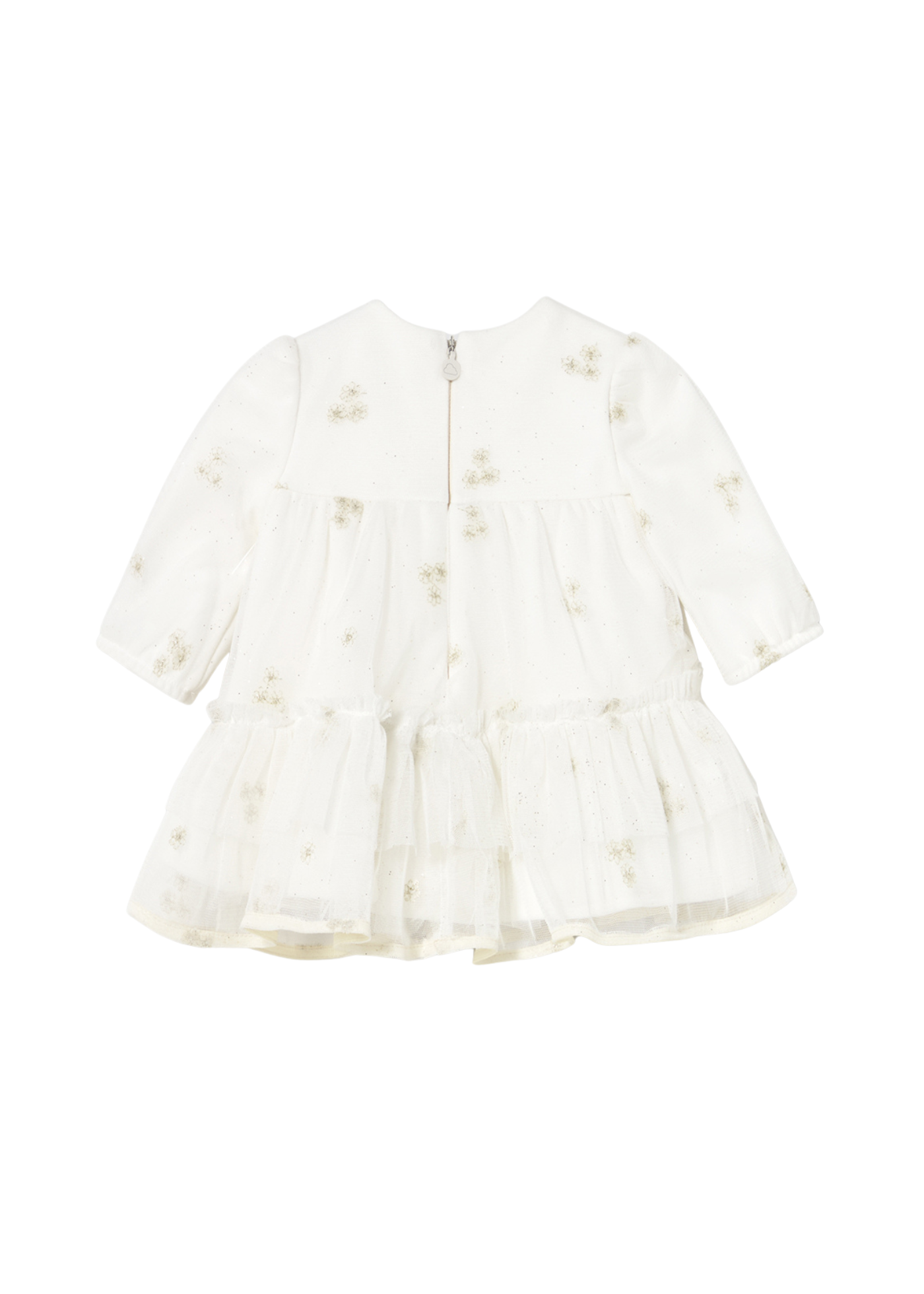 Rochie Tulle Crem cu Maneca Lunga Broderie Flori Aurii 2817 Mayoral