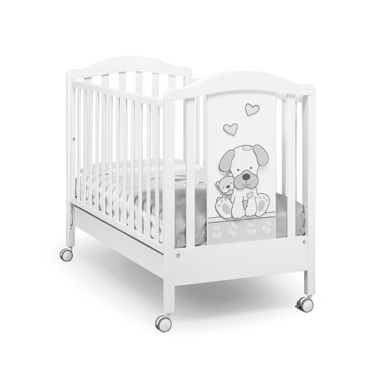 Patut bebe Jack Alb & Gri cu sertar & 2 nivele saltea Laterala Culisabila Erbesi