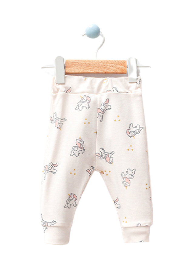 Set 2 Piese Bluza si Pantaloni Crem cu Unicorni 7011 Bubbles