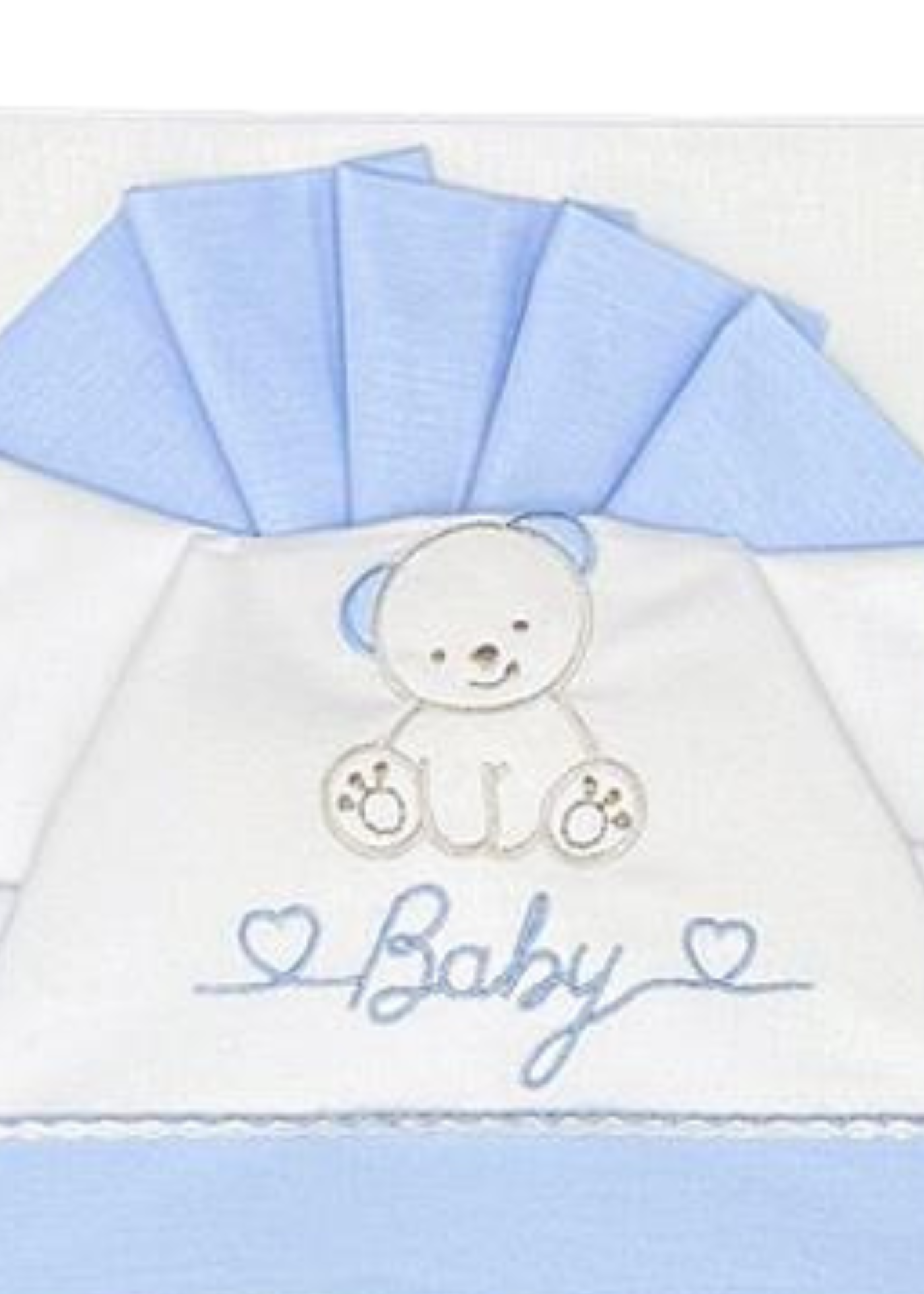 Set Lenjerie Patut 3 Piese Alb-Bleu cu Baby Ursulet D08 Andy&Helen