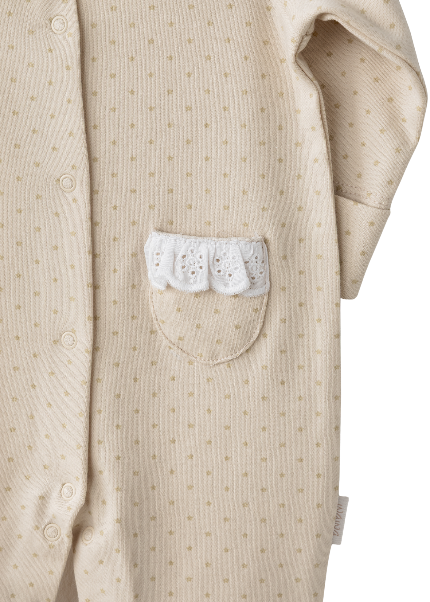 Salopeta Lunga Bej cu Picouri cu Gluer Alb Broderie Bumbac AC26045 Andywawa