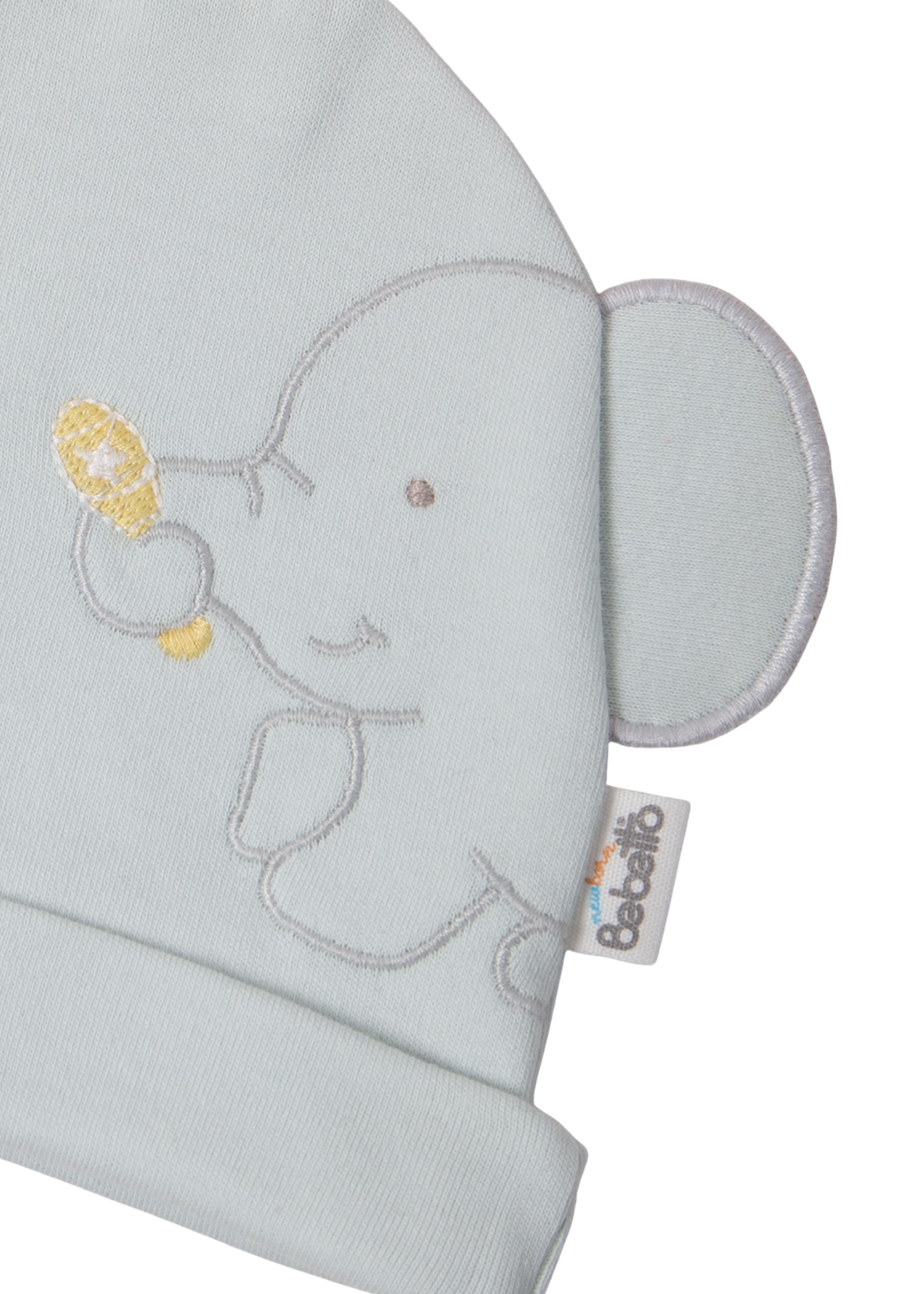 Set 3 Piese Verde Menta Bluza cu Capse Pantaloni Lungi cu Picior si Fes cu elefant Z1053 Bebetto