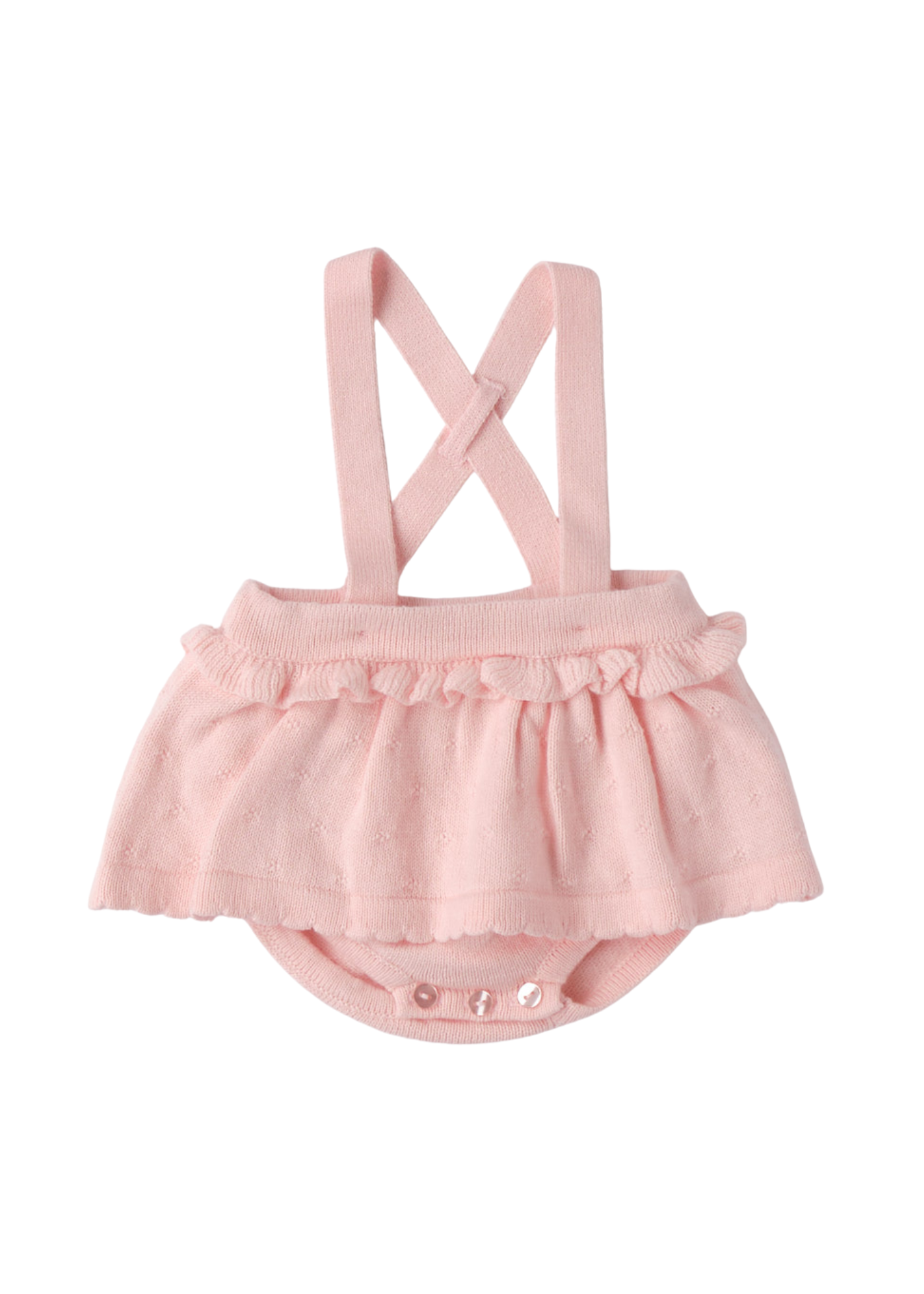 Set 3 Piese Sarafan si Cardigan Tricotate Roz si Bluza Crem cu Maneca Lunga 3.F770/00 Minibanda