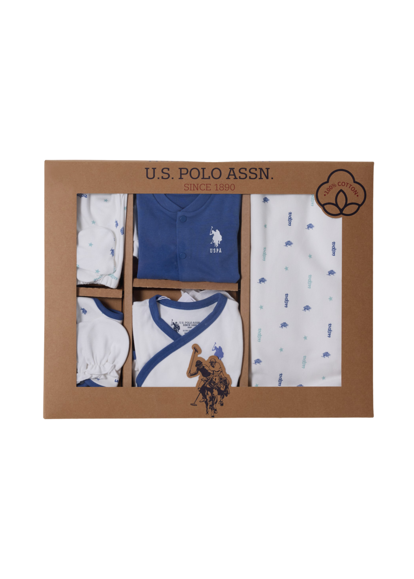 Set 10 Piese Maternitate Ivory cu Imprimeu Logo Albastru USB2245 Us Polo Assn