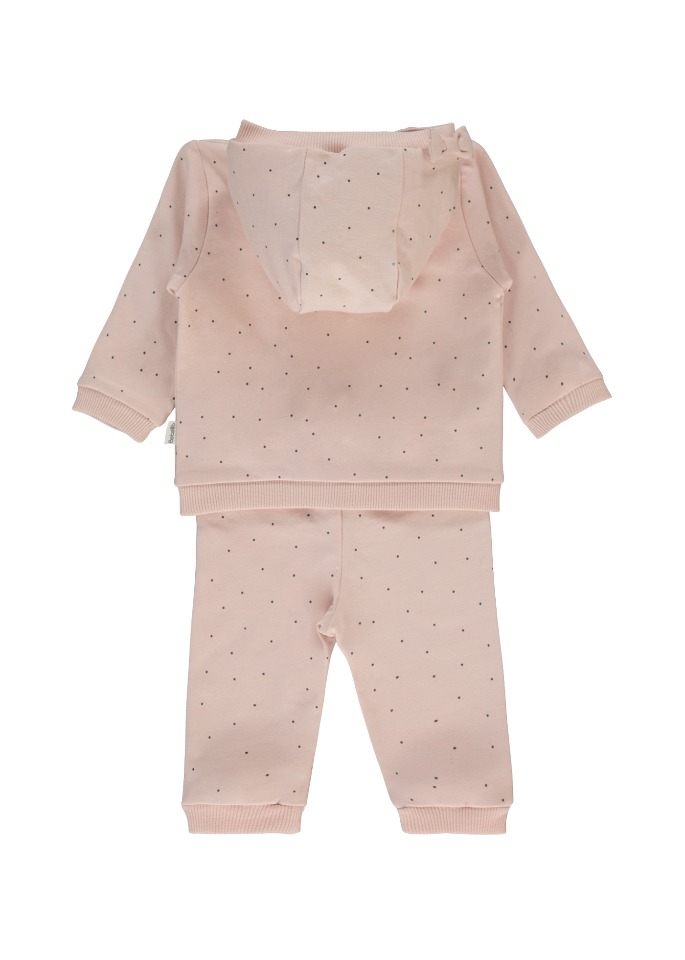 Trening 3 Piese Hanorac si Pantaloni Lungi Roz Pudra cu Picouri si Bluza Crem K4915 Bebetto