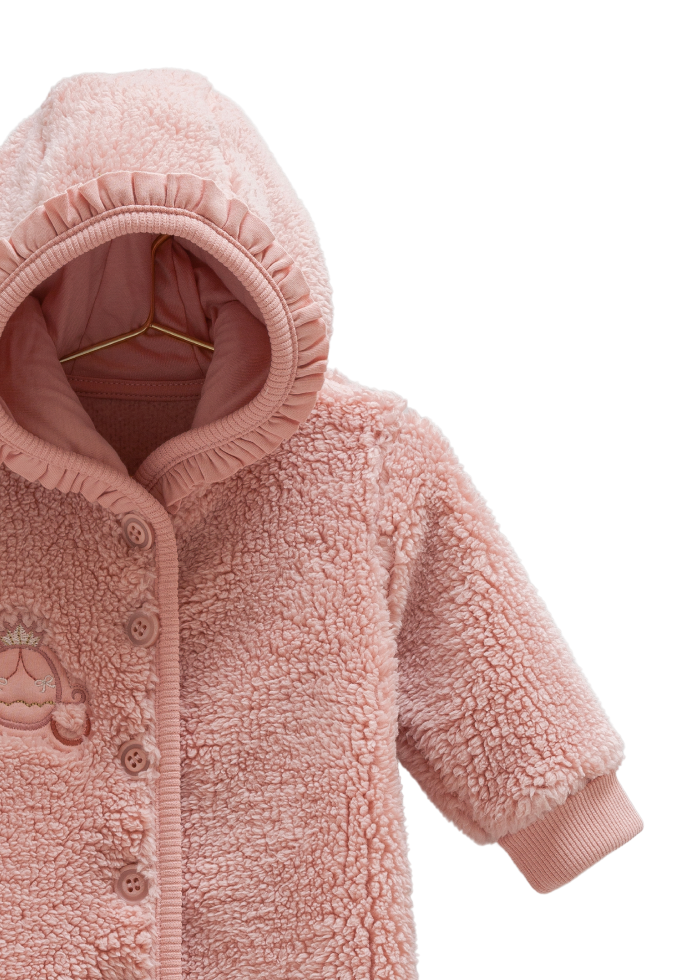 Combinezon Roz Pudra din Plus cu Gluga si Nasturi TK2115 Mell Sweet Baby