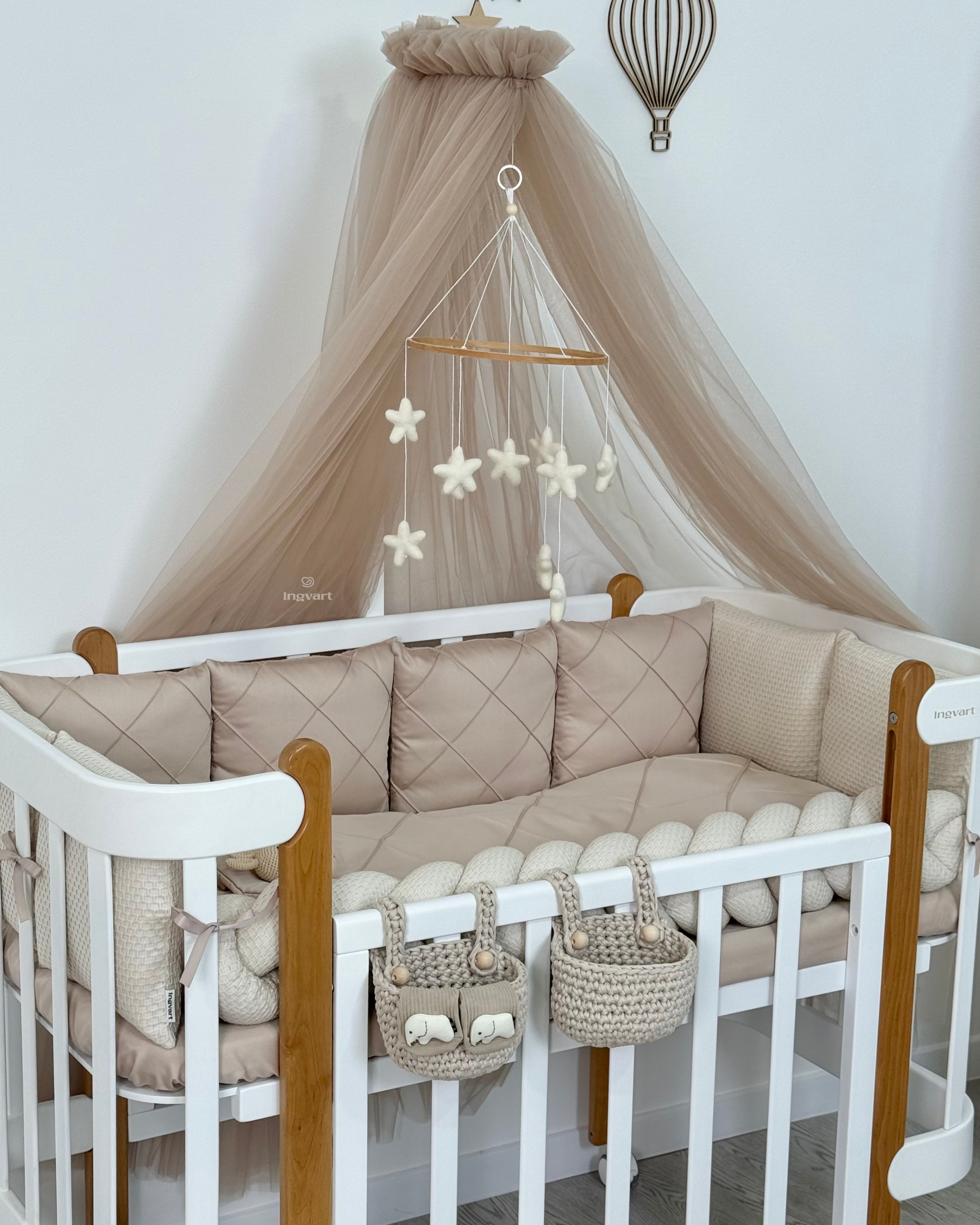 Crib Bedding Set 60x120 cm Satin Platinum Beige Ingvart