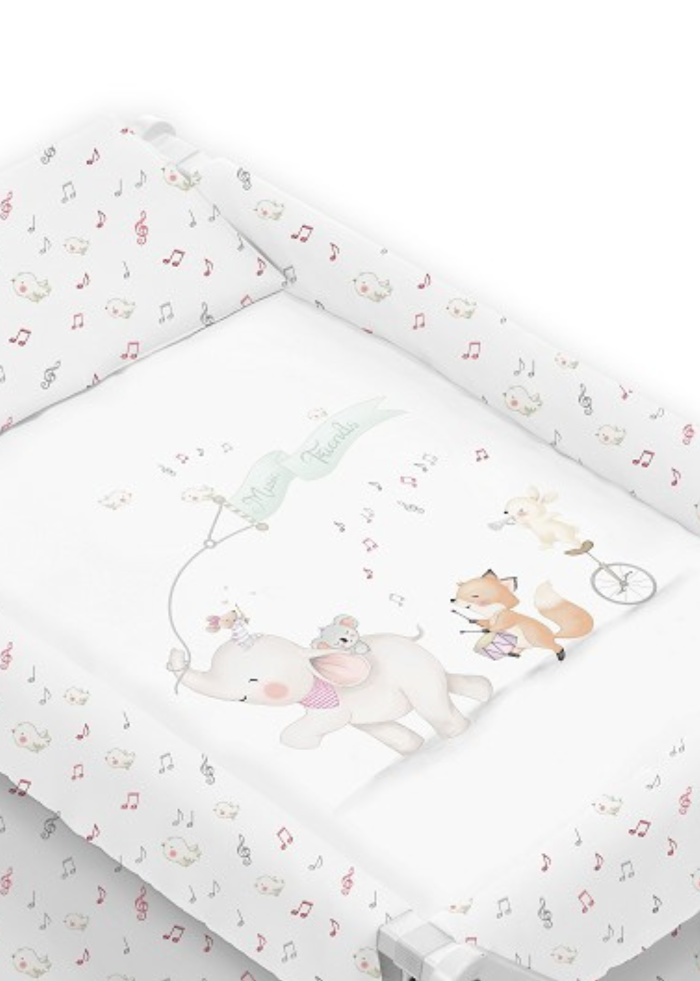 Patut Co-Sleeping Textil cu Saltea si Set de Lenjerie Roz – D80372-02 InterBaby