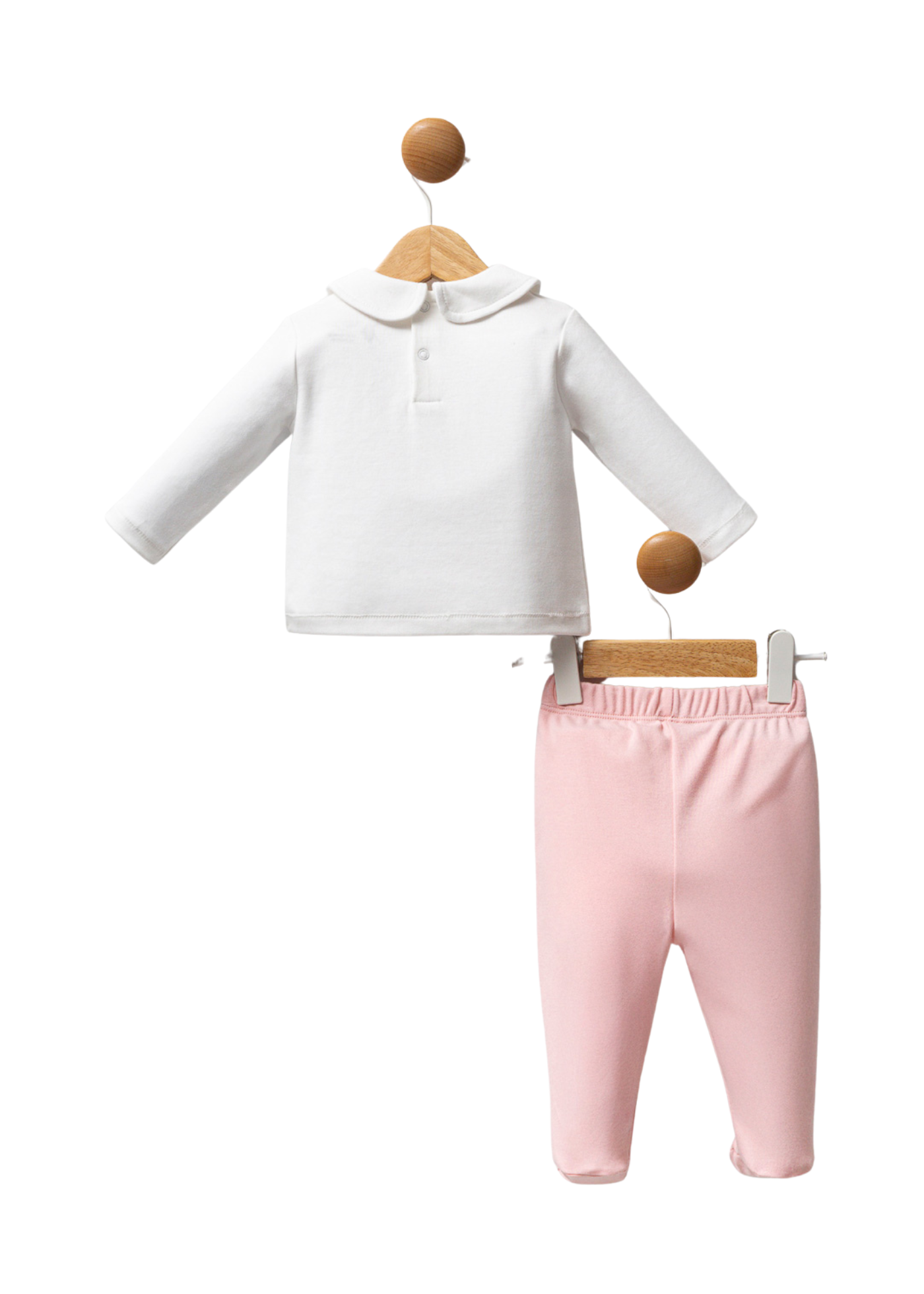 Set 2 Piese Bluza Alba cu Guler si Pantaloni Lungi Roz cu Picior USB2702 Us Polo Assn