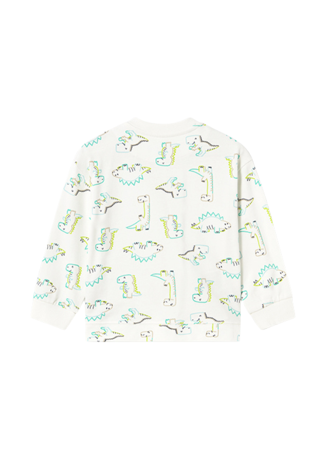 Bluza Sport Crem cu Imprimeu Dinozauri Verzi 1468 Mayoral