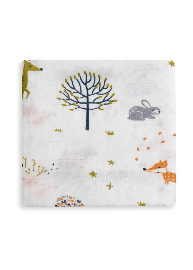 Set 3 Scutece Muselina din Bambus Alb-Verde Menta Imprimeu Copaci 55x70 cm 98975-58 Interbaby