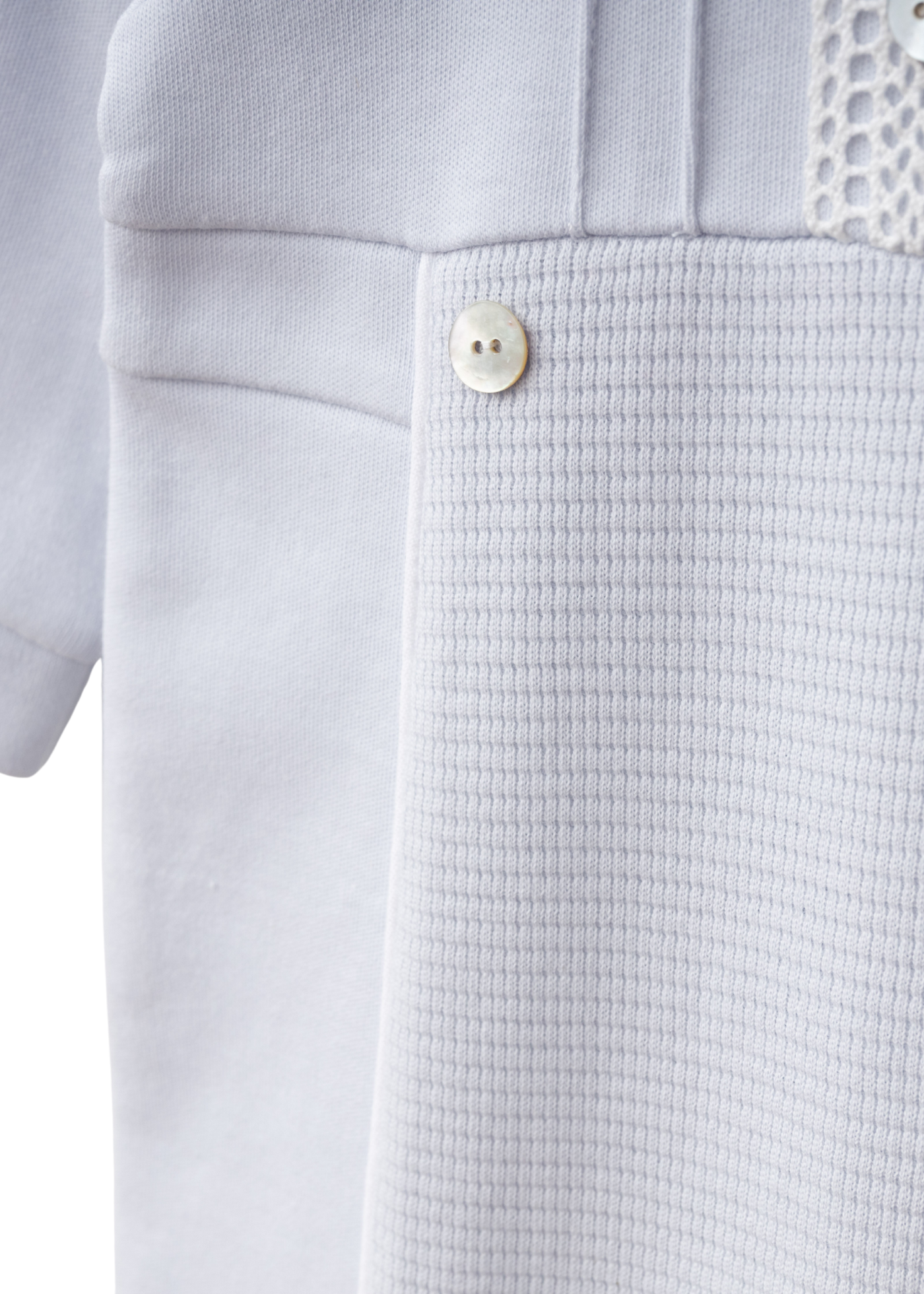 Salopeta Lunga Bumbac Gofrat Bleu cu Guler Rotund Alb 4386 MyMio