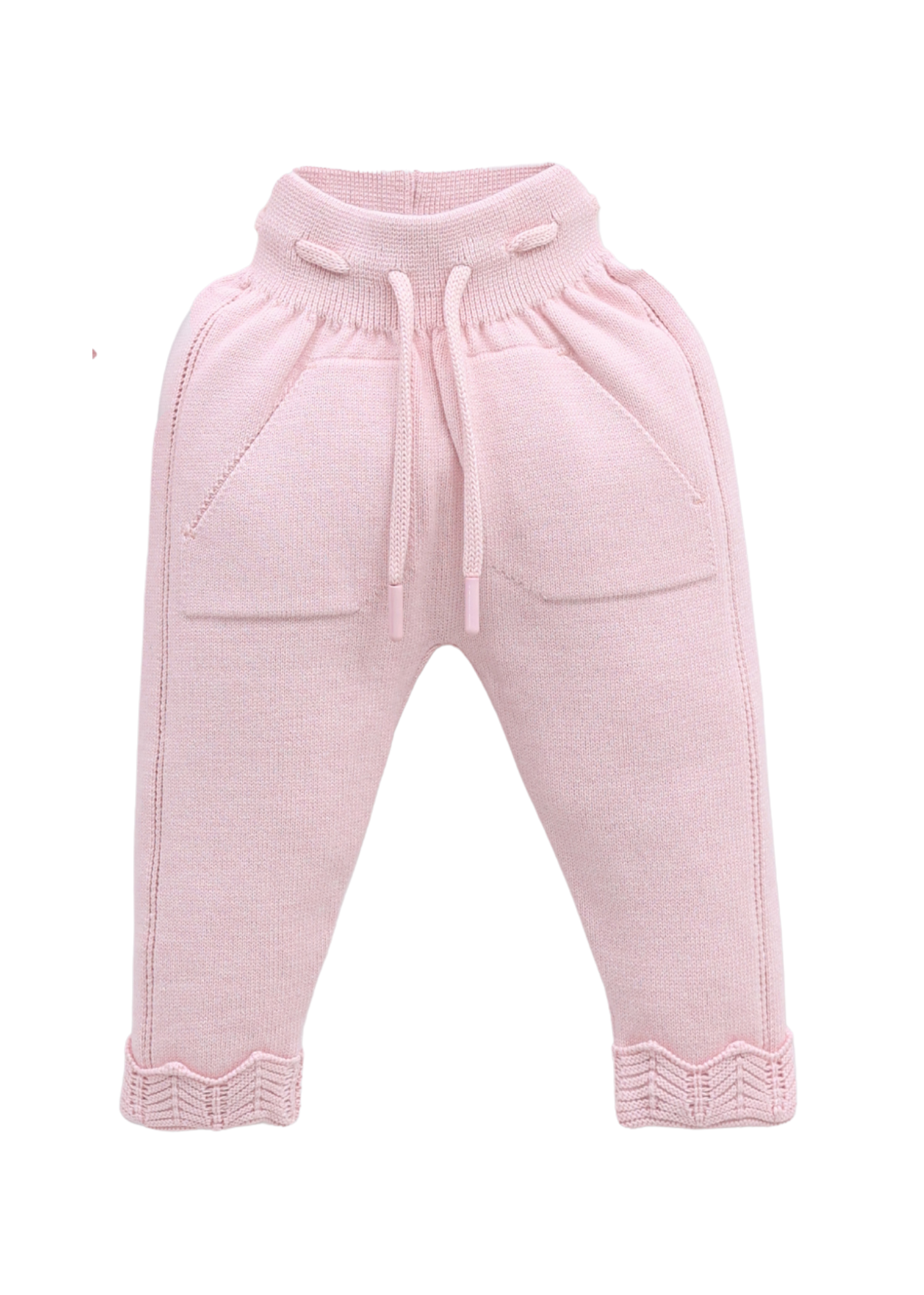 Set 3 Piese Tricotat Hanorac si Pantaloni Lungi Roz si Bluza Bumbac Alba cu Paiete 8016 Leo King