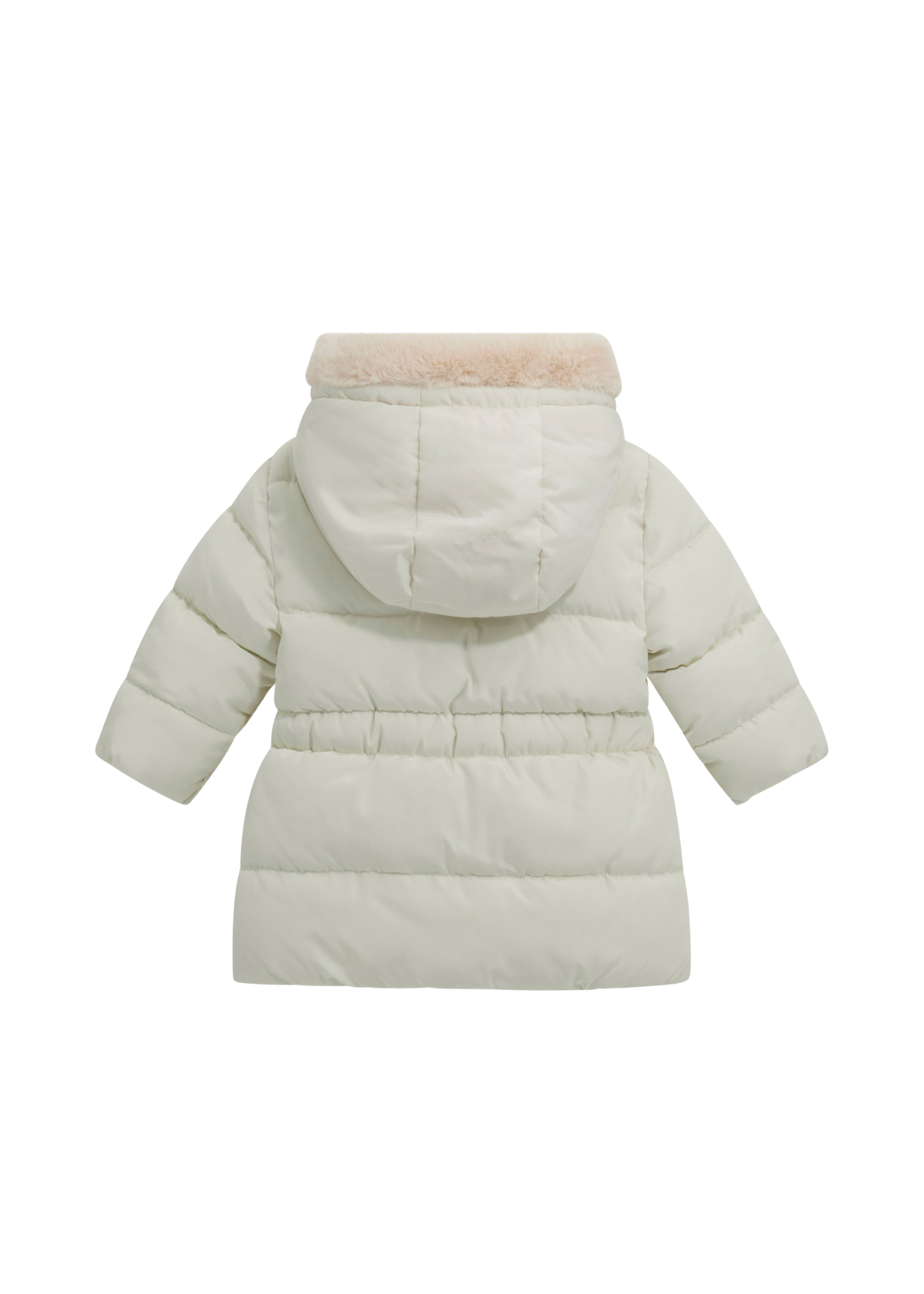 Geaca Matlasata Crem din Fas cu Gluga si Elastic cu Funda in Talie A5BL02 WB240 G012 Guess