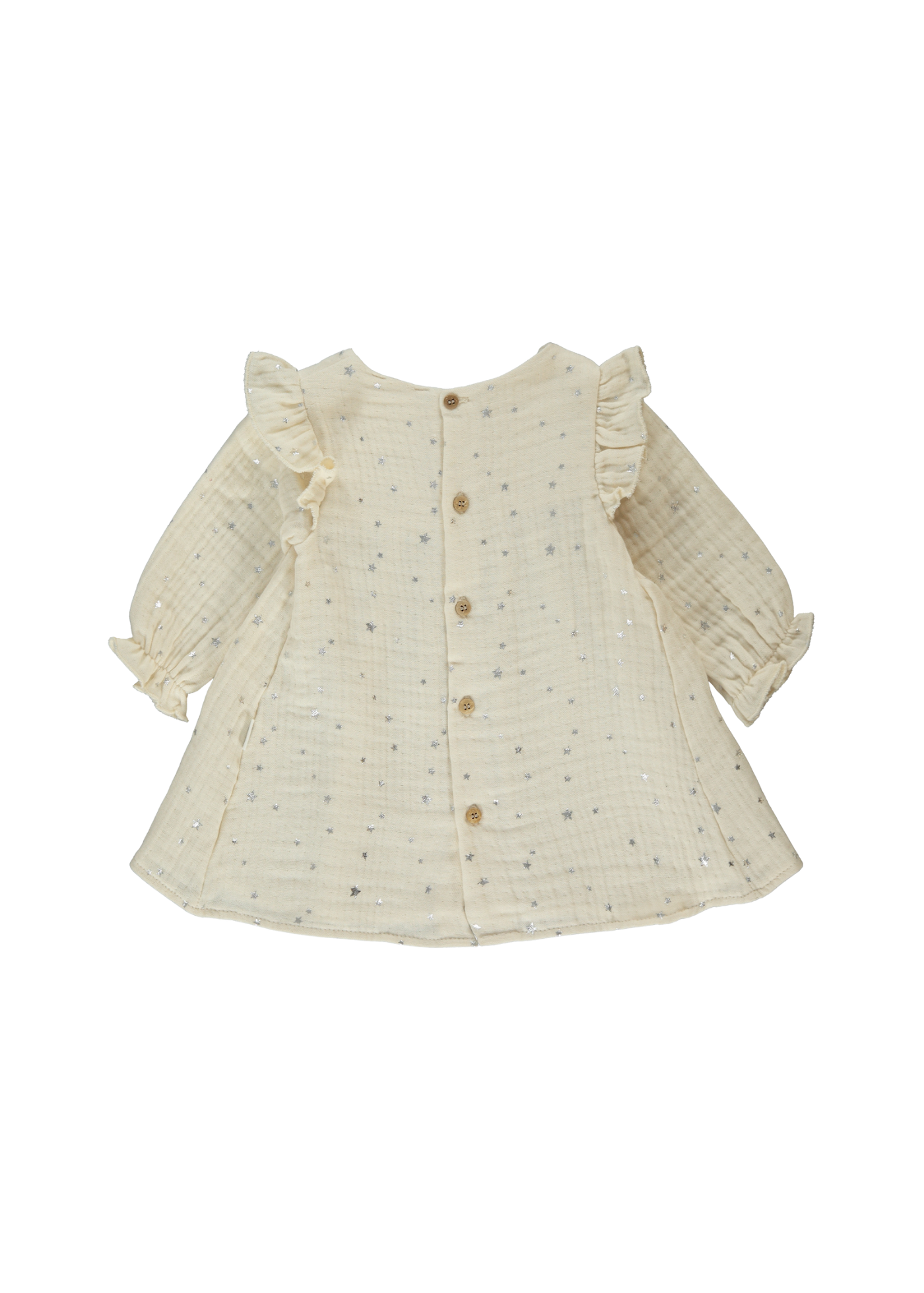 Rochie din Muselina Crem cu Maneca Lunga cu Stele K4896 Bebetto