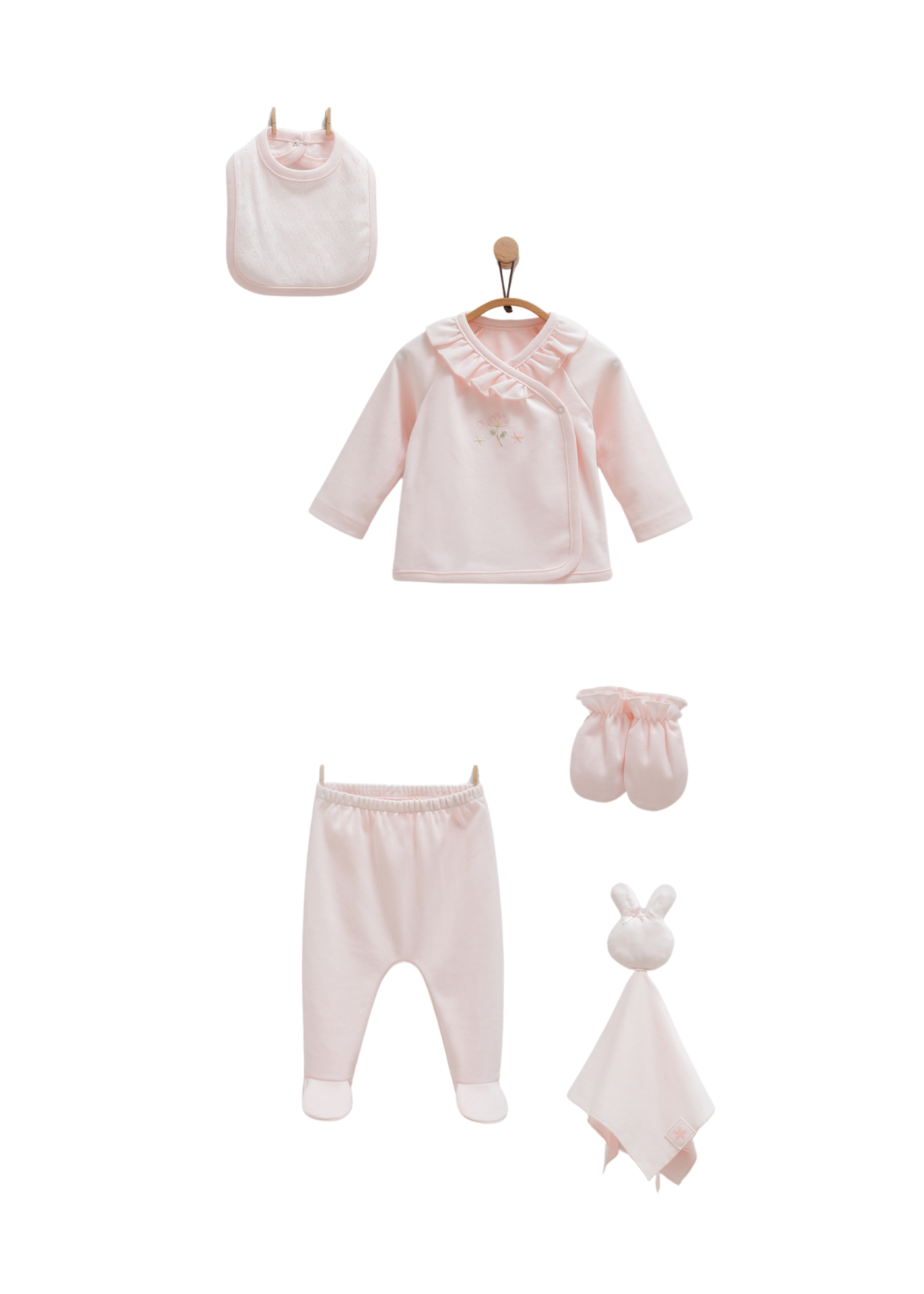 Set 10 Piese Maternitate Roz cu Broderie Flori ZK1474 Mell Sweet Baby