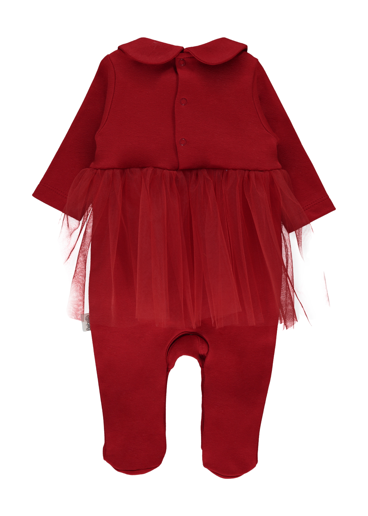 Salopeta Lunga Rosie cu Volan Tulle si Imprimeu Brazi Craciun K4626 Bebetto