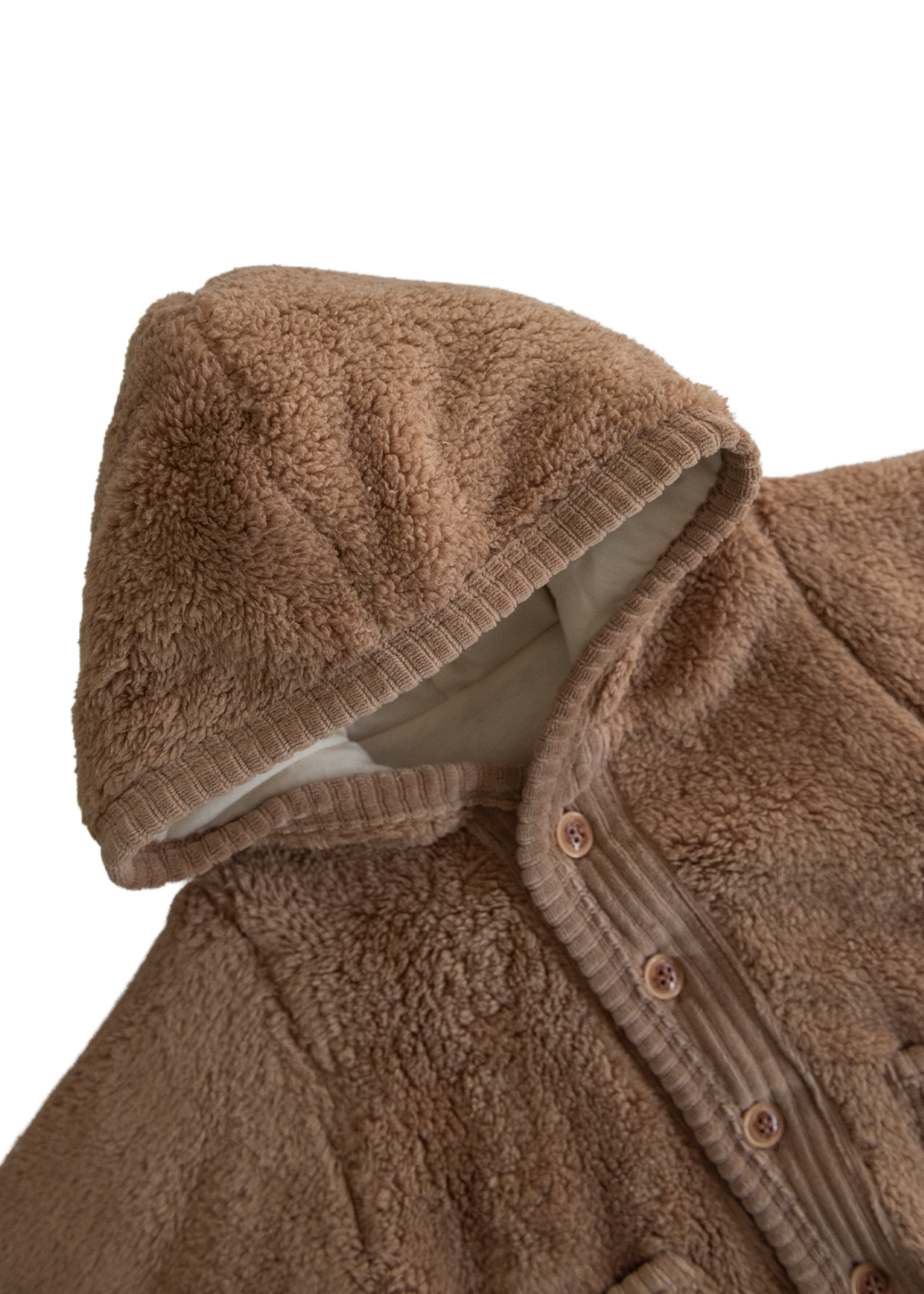 Jacheta din Plus Maro cu Gluga si Nasturi S60411 Kitikate