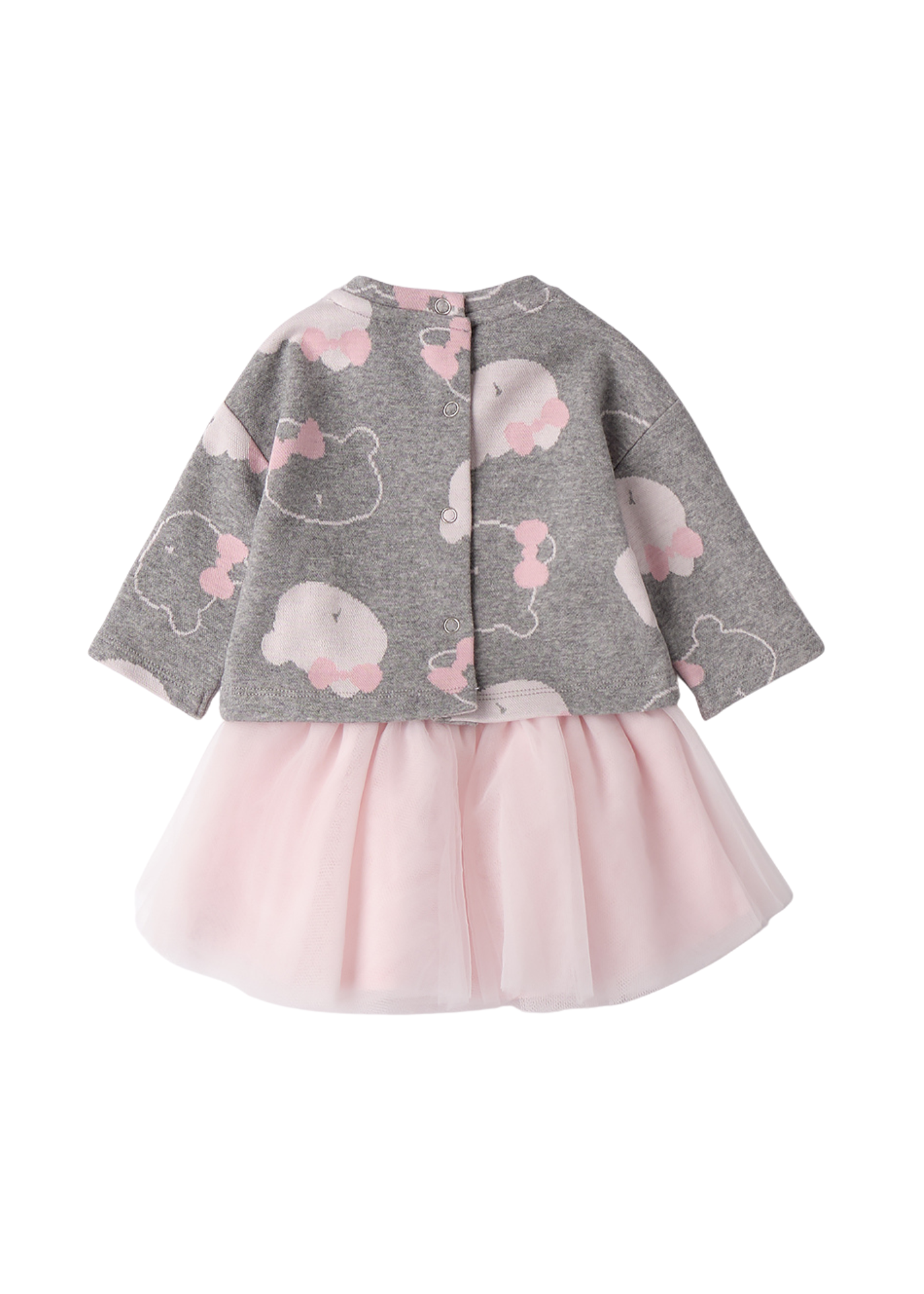 Set 2 Piese Bluza Gri si Fusta Tulle Roz 3.F771/00 Minibanda