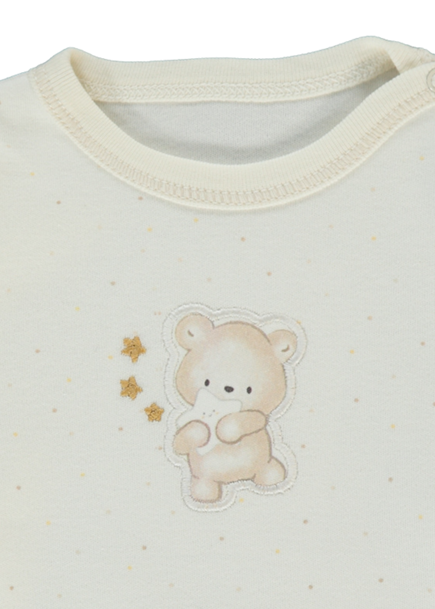 Body cu Maneca Lunga Bej cu Picouri si Urs T4043 Bebetto
