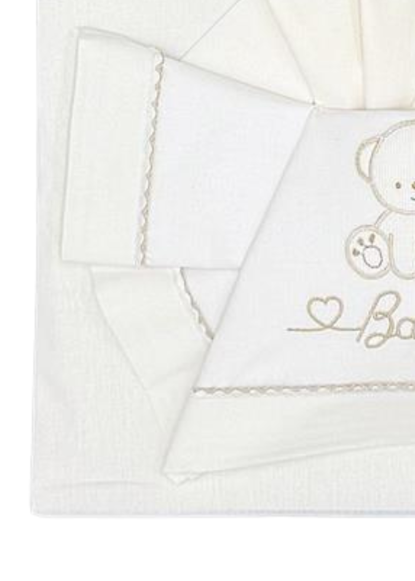 Set Lenjerie Patut 3 Piese Alb-Crem cu Baby Ursulet D08