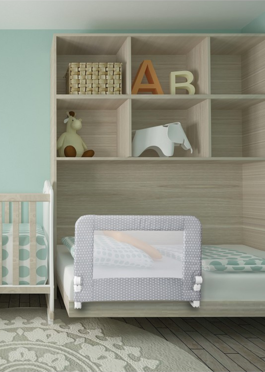 Bara de Protectie Patut Gri cu Stelute Albe 70x90 cm BR003 Interbaby