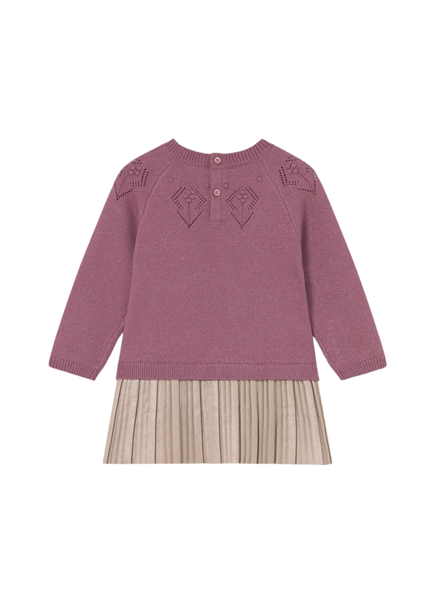 Rochie Tricotata Roz Inchis cu Pliseuri Aurii 2908 Mayoral