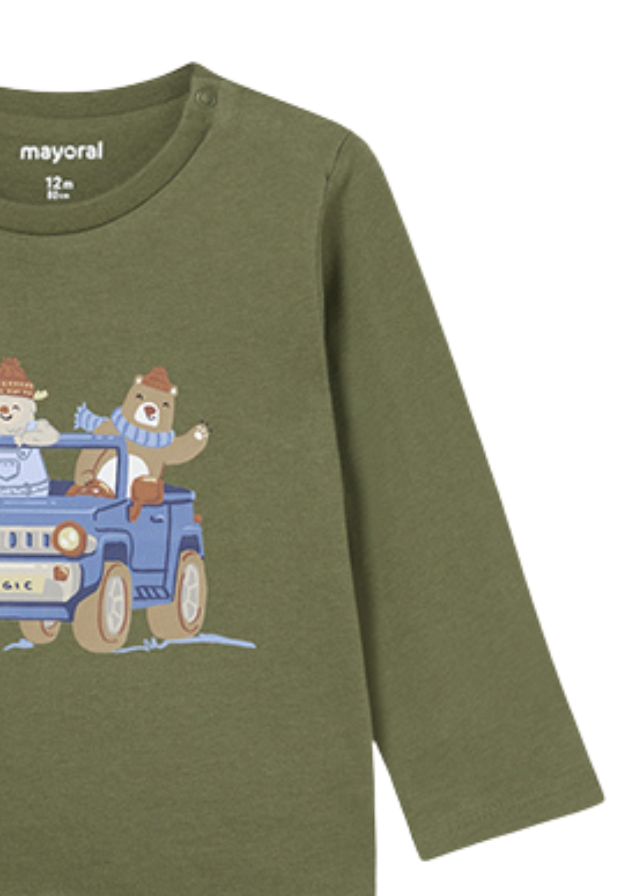 Bluza cu maneca lunga verde cu imrpimeu ursi 2034 Mayoral