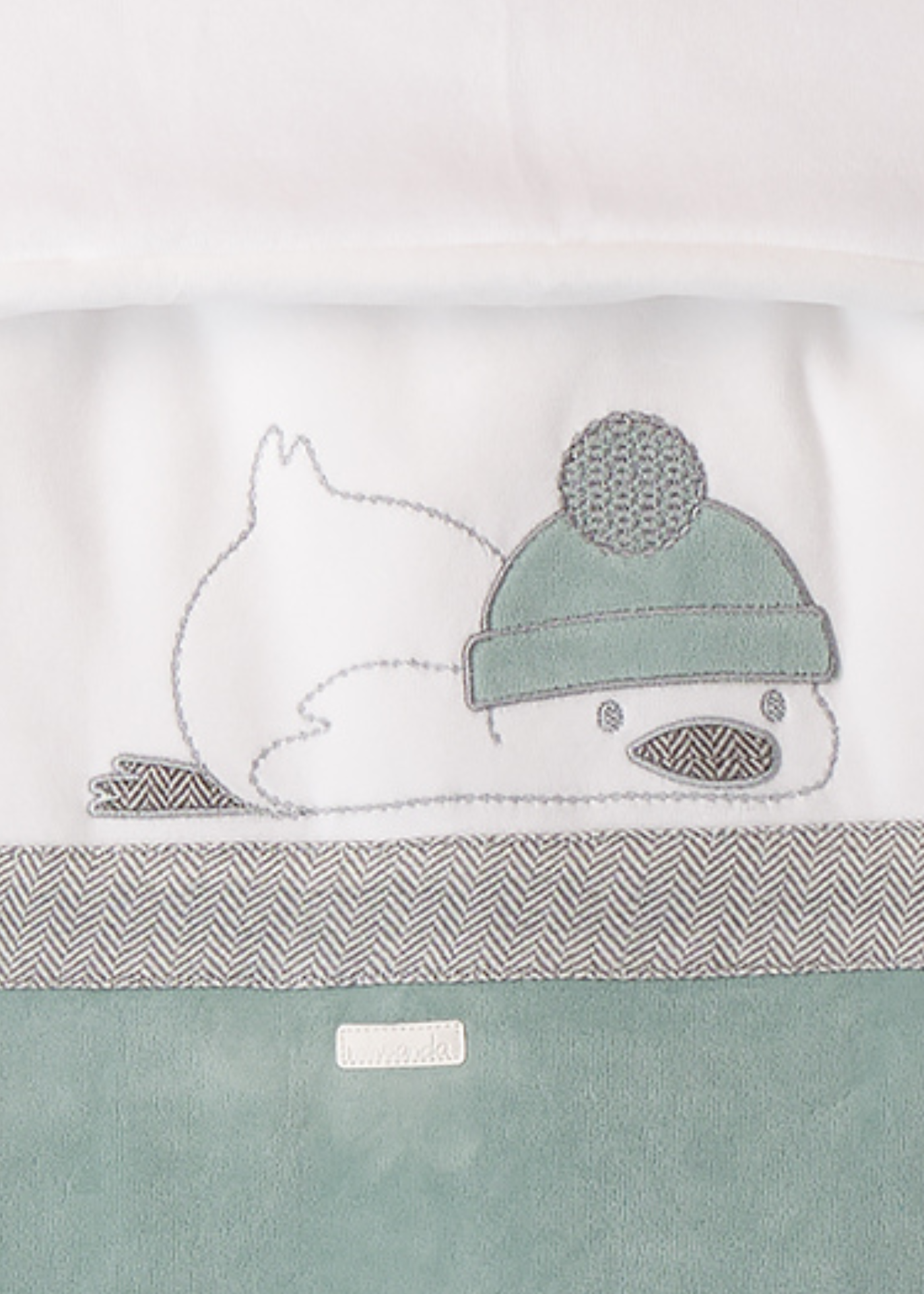 Pled Matlasat Crem cu Verde cu Pinguin 3.F308 Minibanda