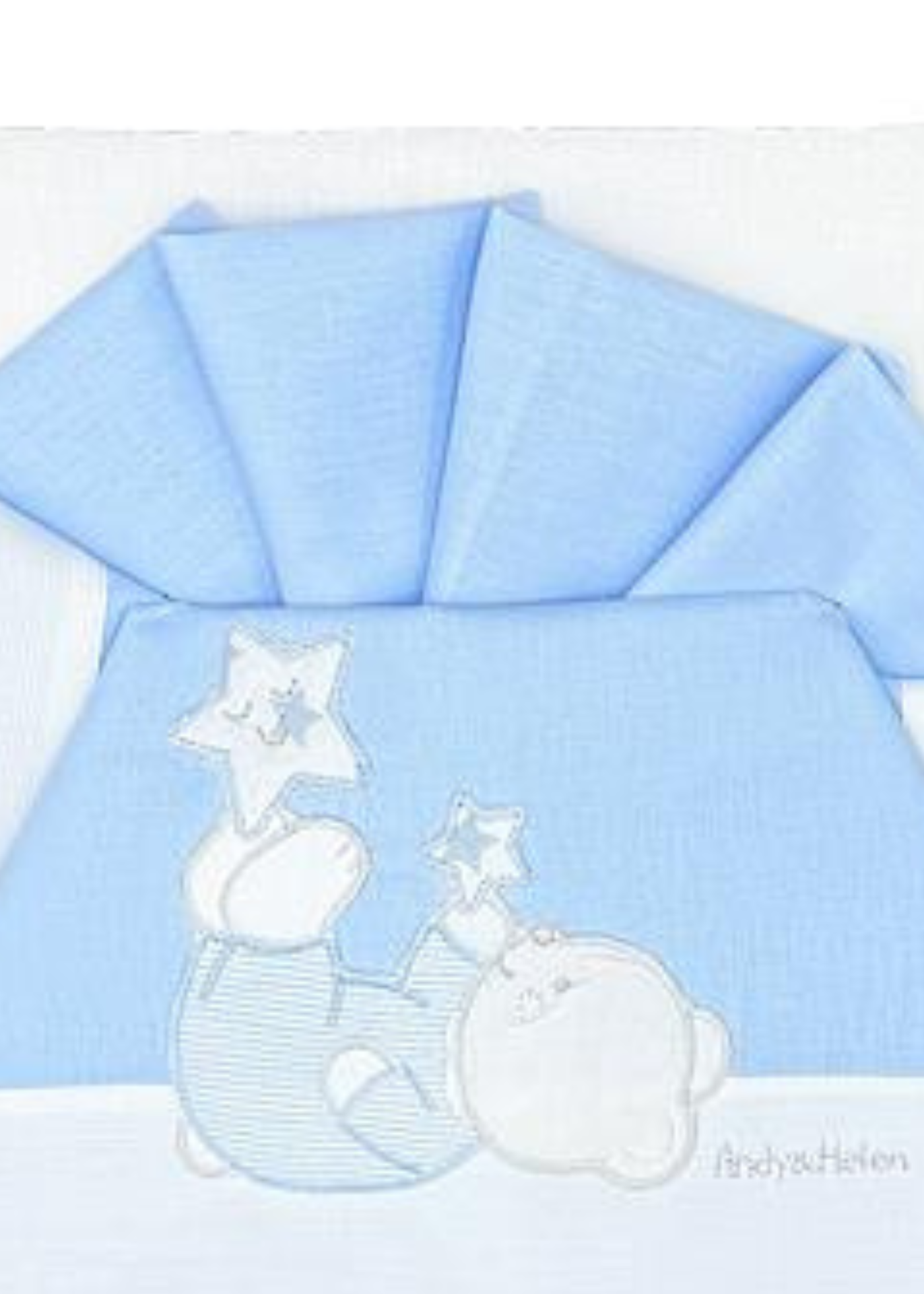 Set Lenjerie Patut 3 Piese Alb-Bleu cu Ursulet si Stelute D05 Andy&Helen