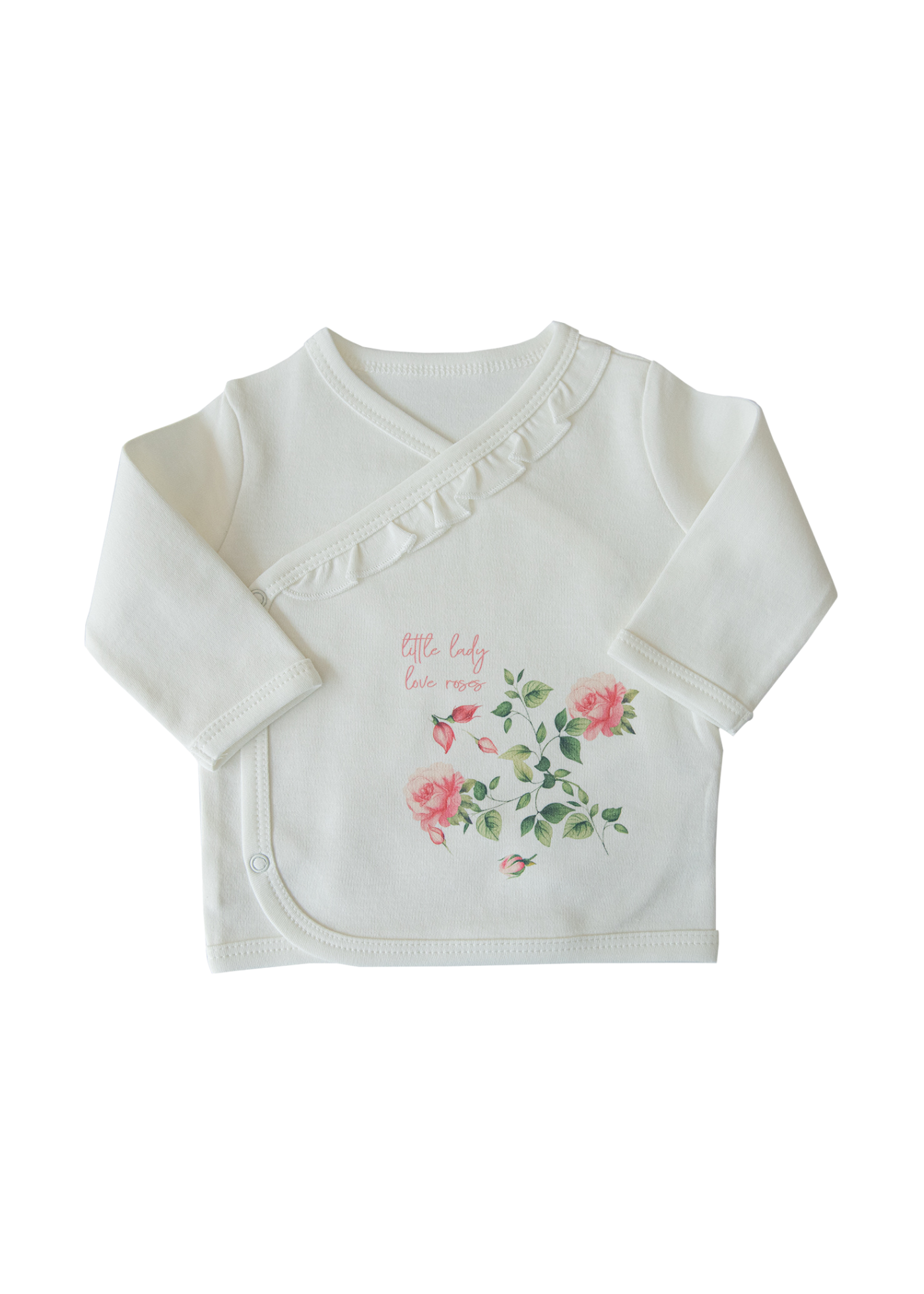 Set 5 Piese Nou Nascut din Bumbac Organic Crem cu Flori S60121 Kitikate