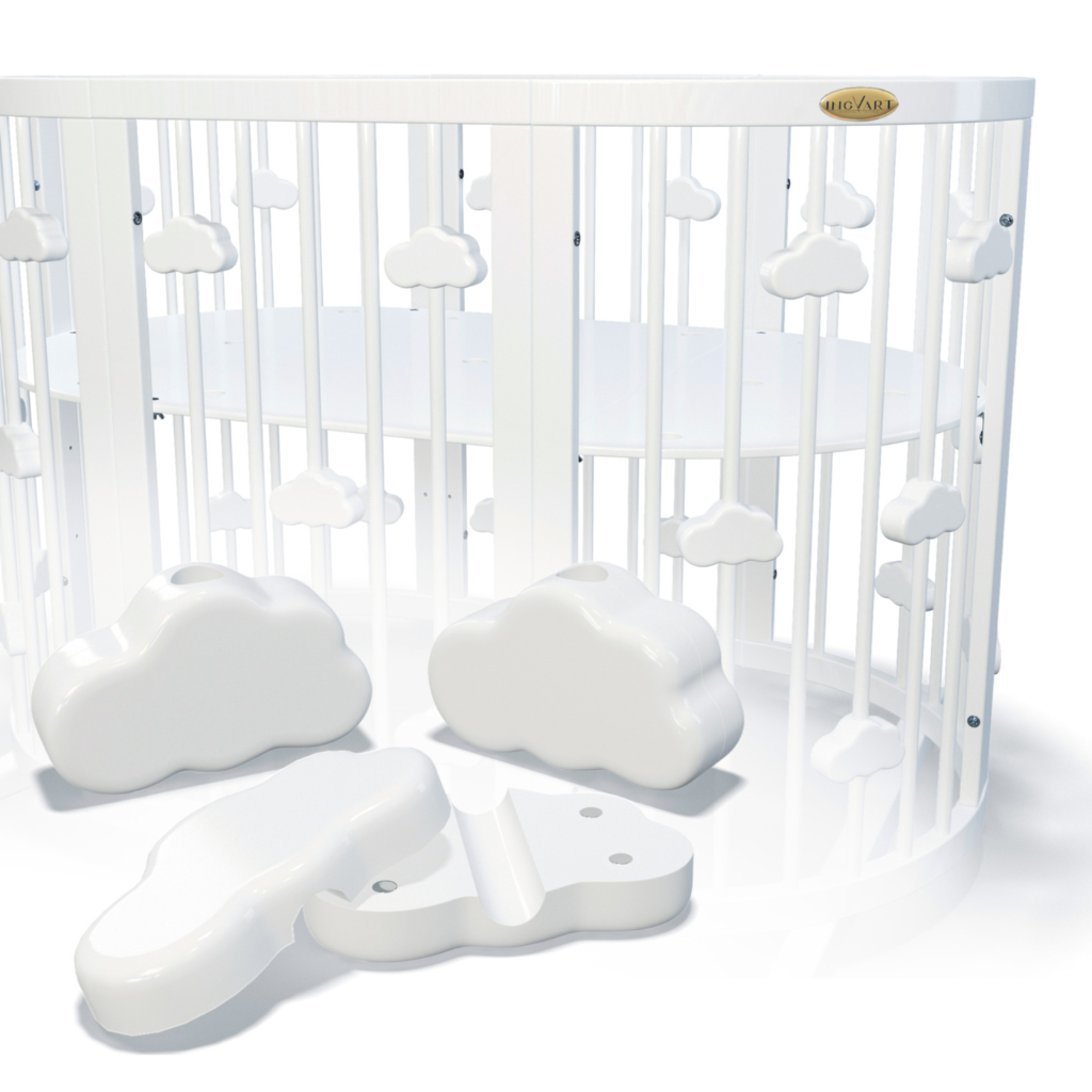 Smart Round-Oval Crib Evolutive Transformable Cosleeper 9in1 Alder Wood 72x72/120/168 INGVART 