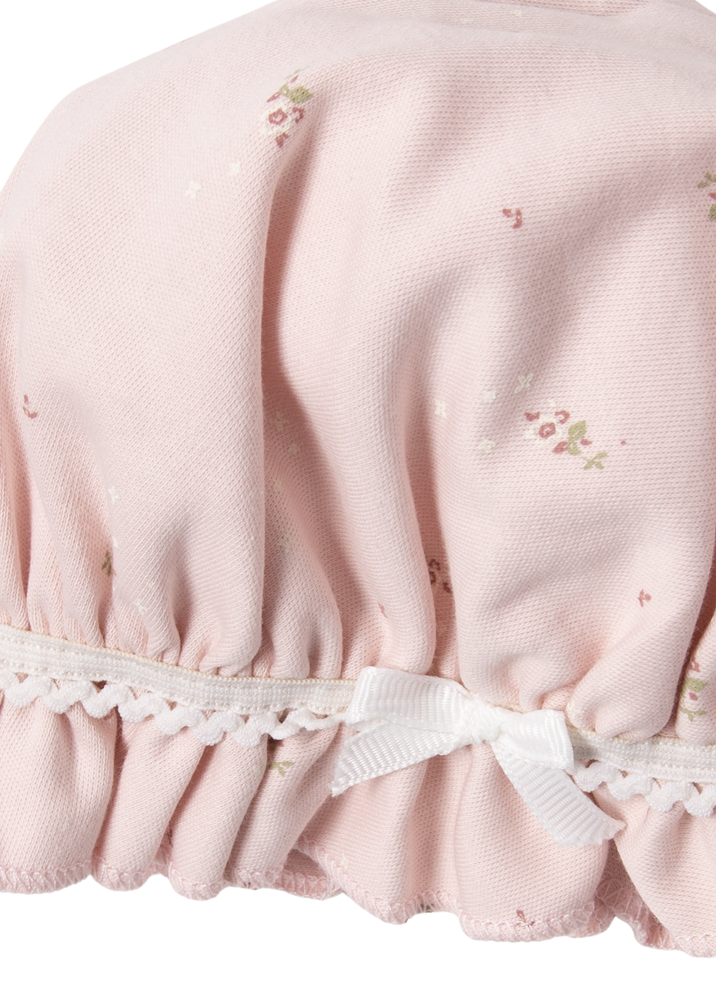 Set 3 Piese Salopeta Lunga Body cu Maneca Scurta si Boneta Roz cu Flori Z1048 Bebetto