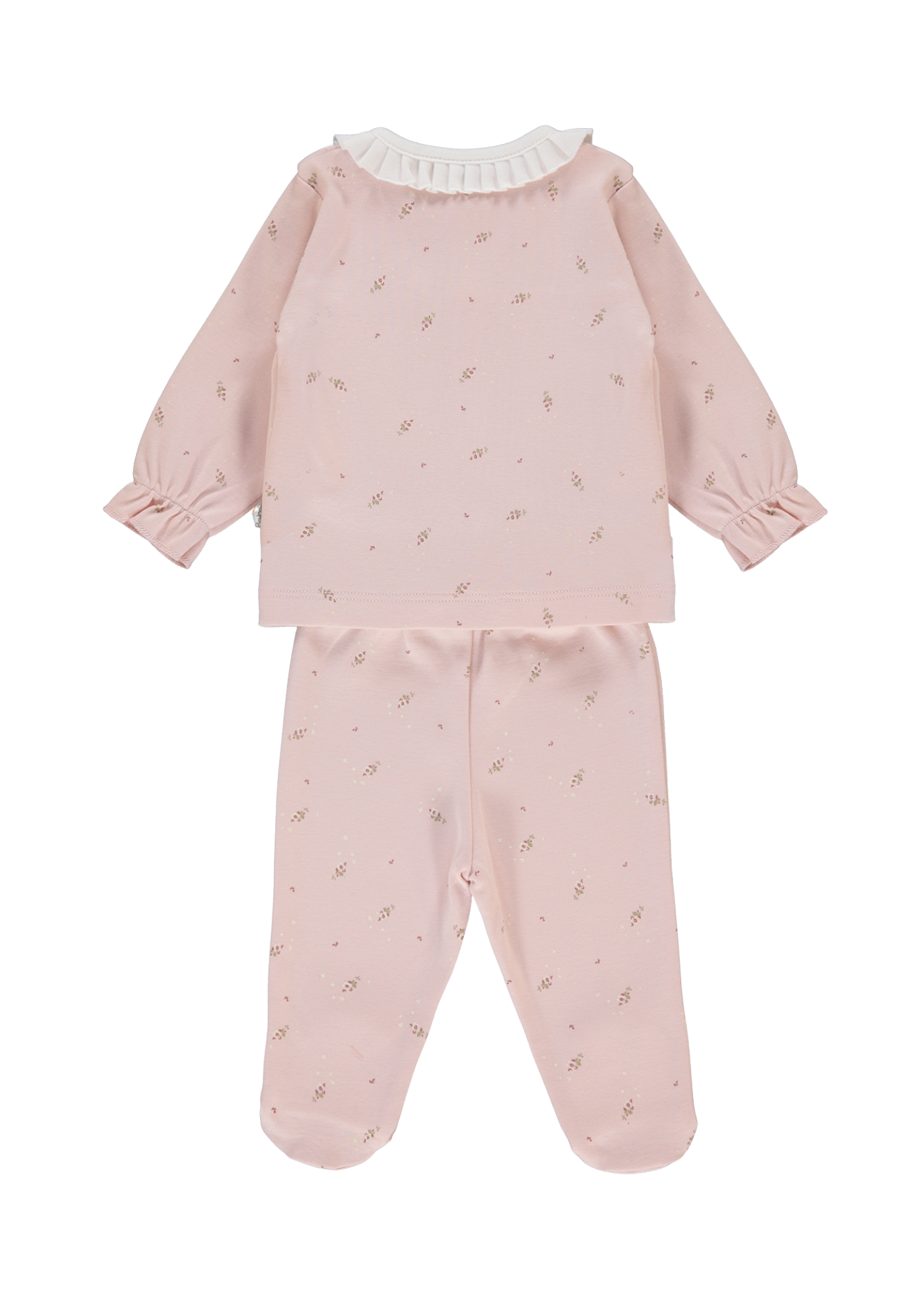 Set 2 Piese Roz Bluza cu Capse si Pantaloni Lungi Tiny Florist F1437 Bebetto