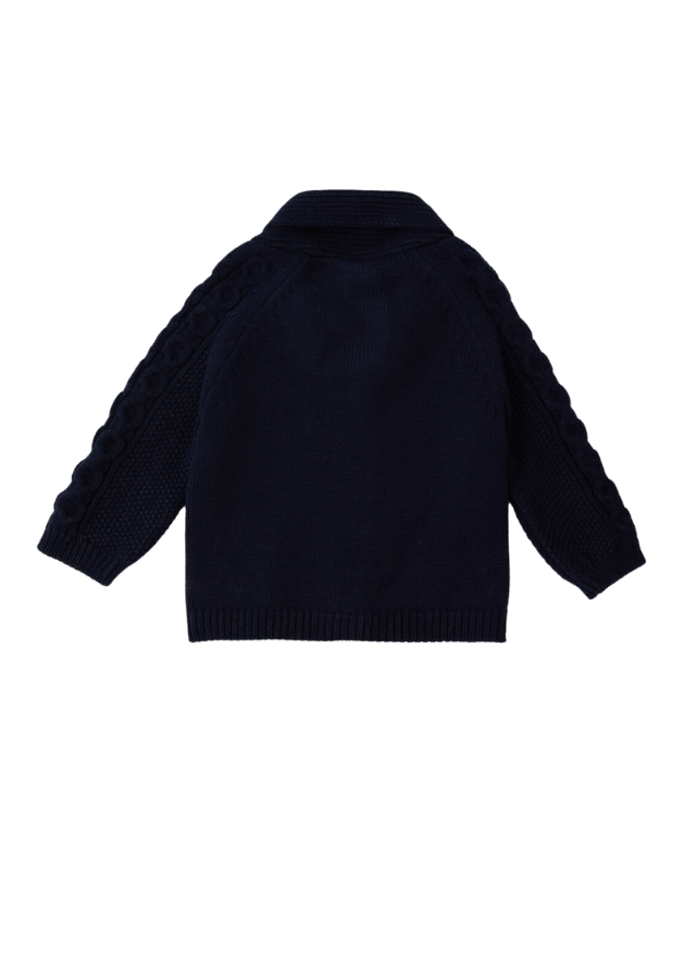 AnneBebe - Cardigan Tricotat pentru Baieti, Bleumarin cu Nasturi 1801 Us Polo Assn