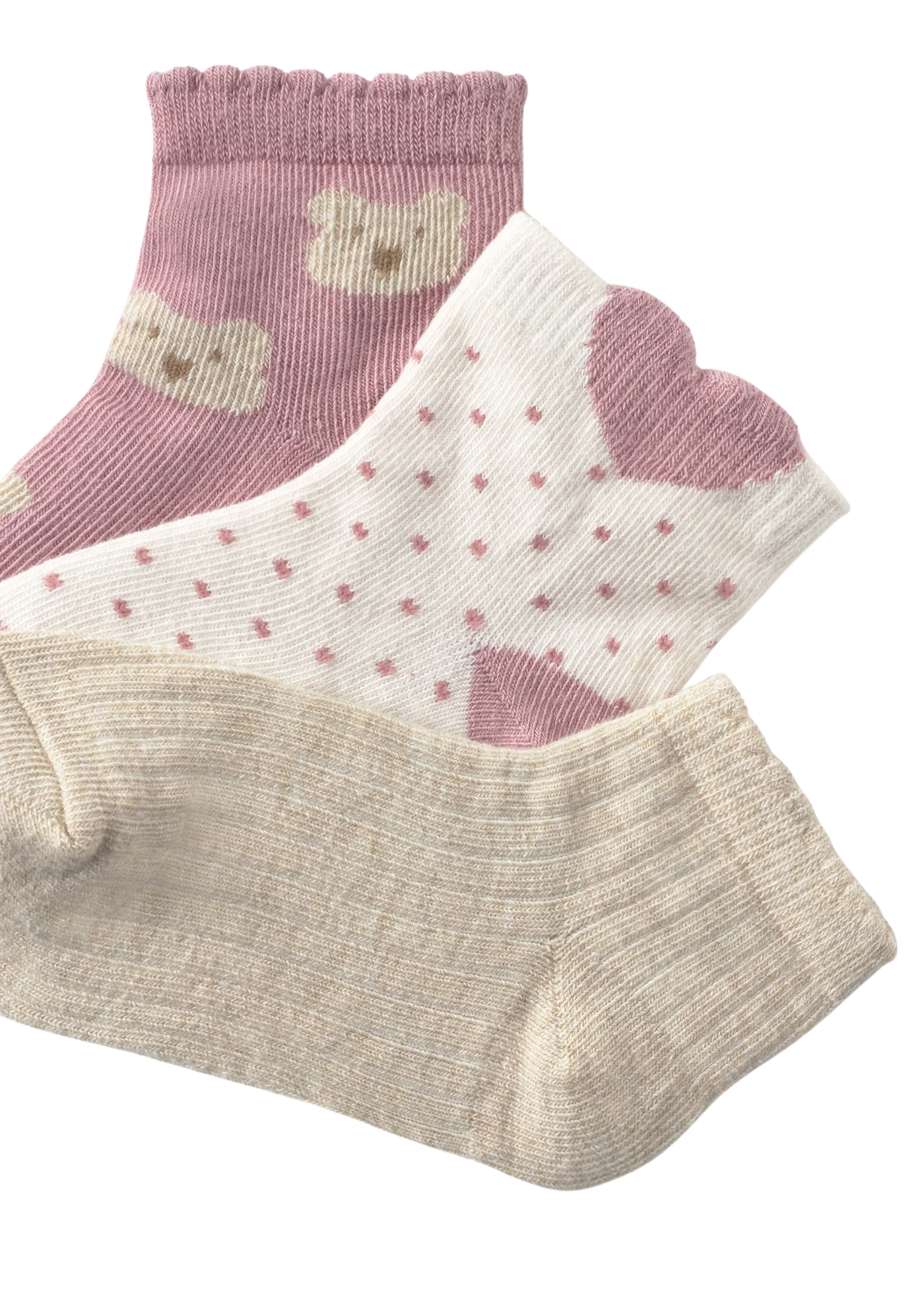 Set 3 Sosete Rosu cu Bej 10012 Mayoral