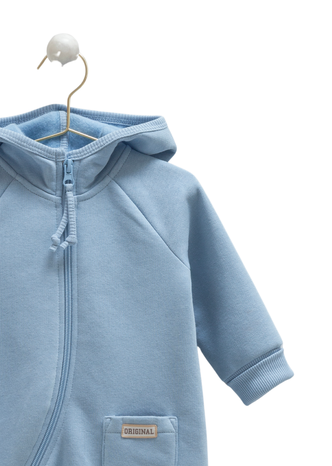 Combinezon Bumbac Bleu cu Gluga TE1895 Mell Sweet Baby