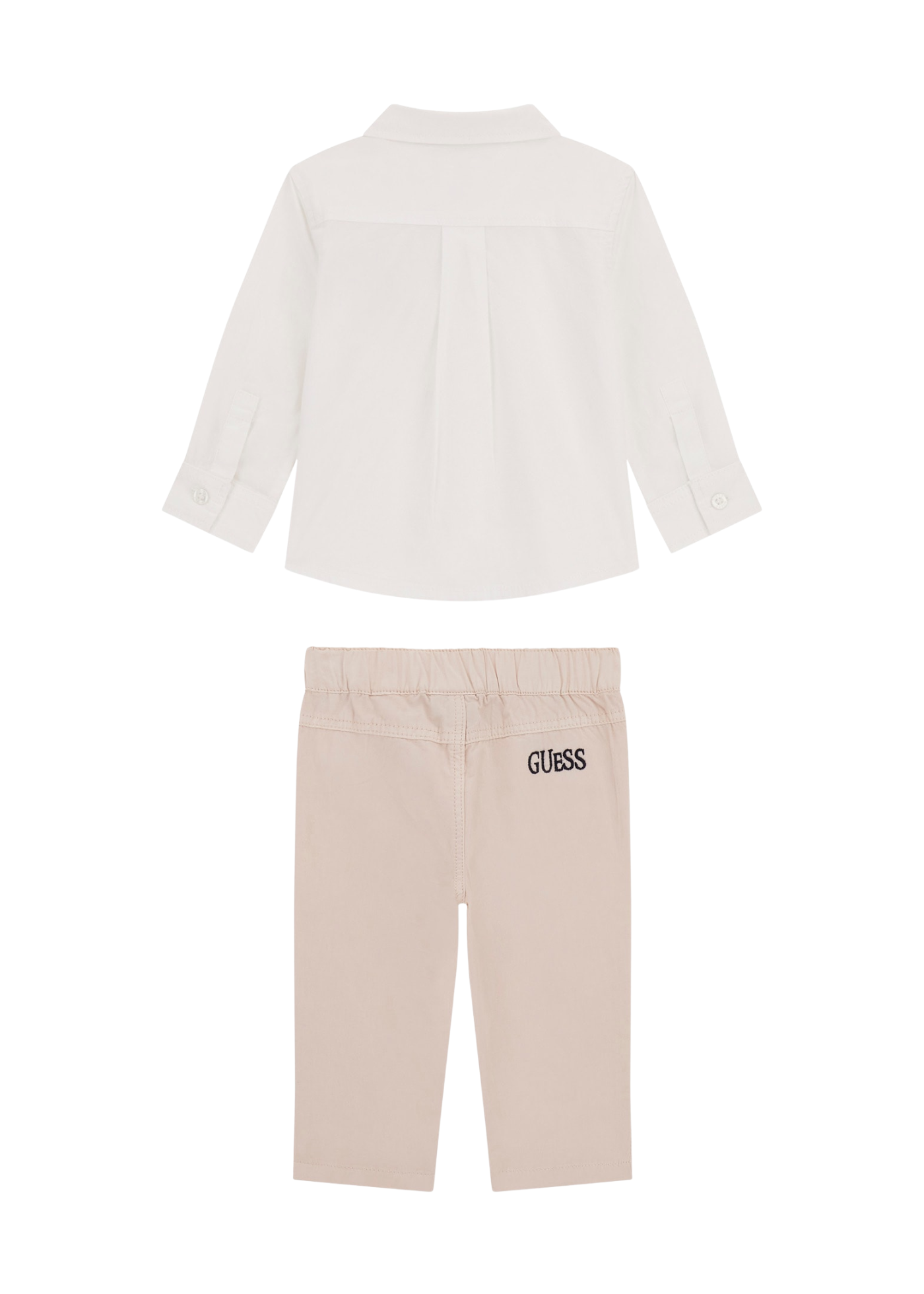 Set 2 Piese Camasa Alba cu Maneca Lunga si Pantaloni Lungi Bej I5YG04 WE5W0 G011 Guess