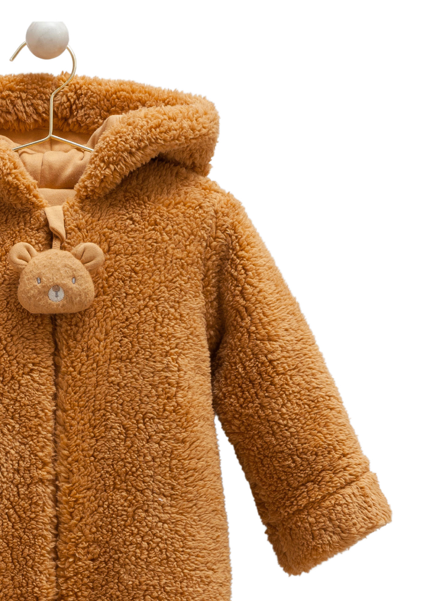 Combinezon Caramel din Plus cu Gluga si Ursulet la Fermoar TE2110 Mell Sweet Baby